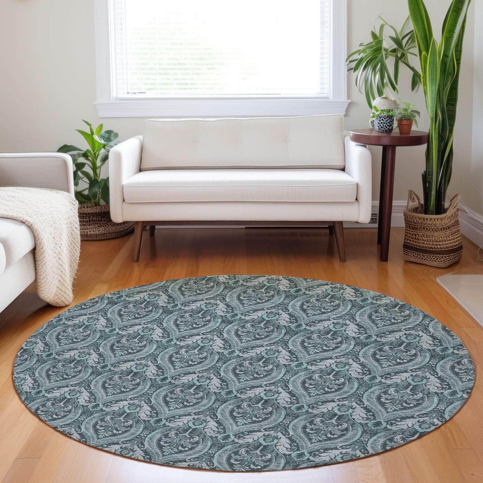 Machine Made ACN572 Teal Rugs