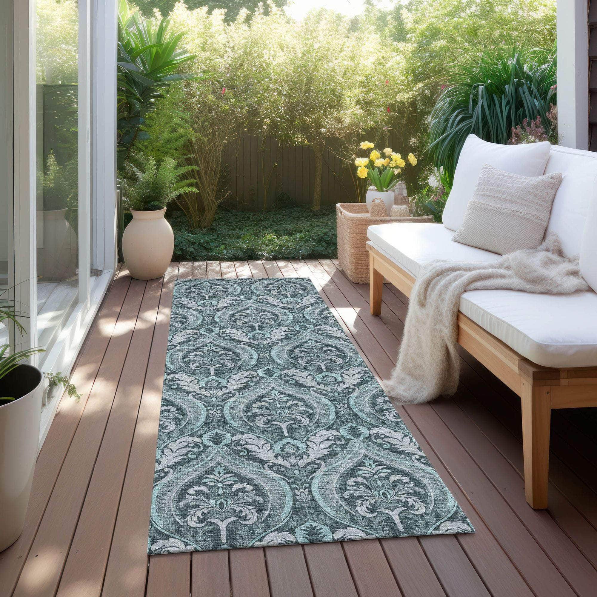 Machine Made ACN572 Teal Rugs