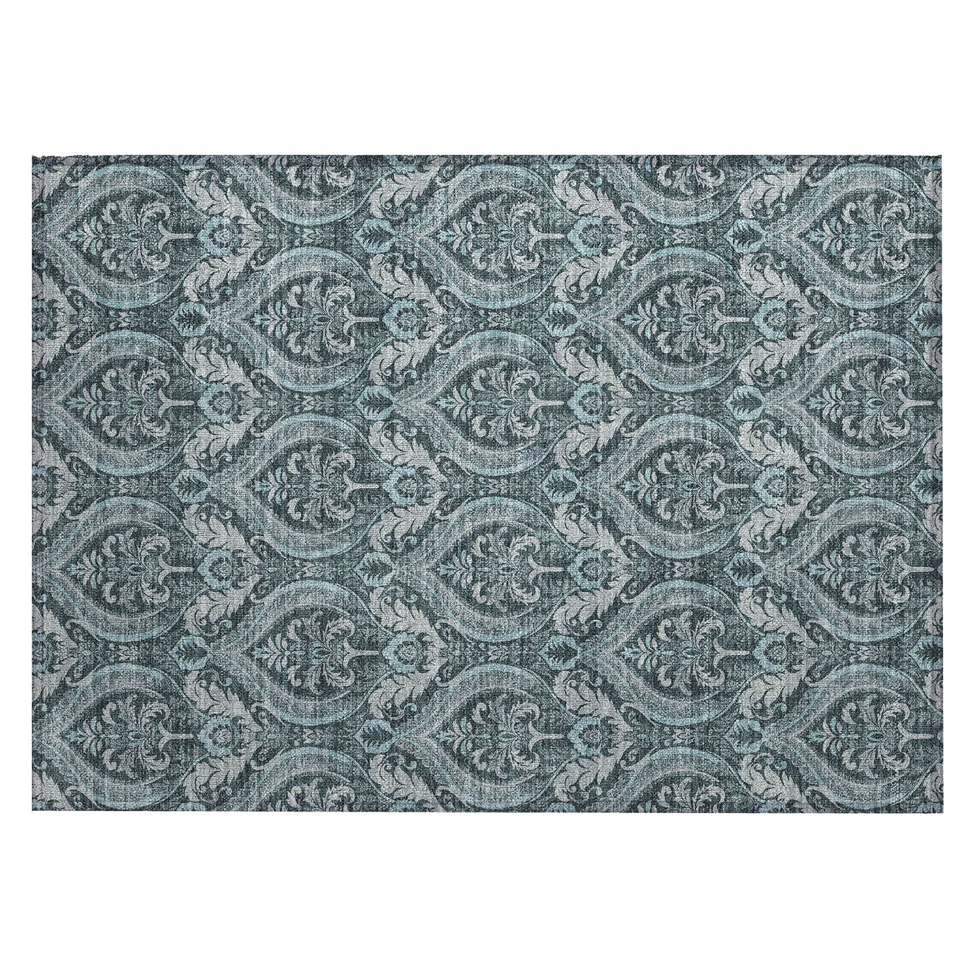 Machine Washable Teal Rug - Indoor / Outdoor - Kids / Pet Friendly Panel Print Rug