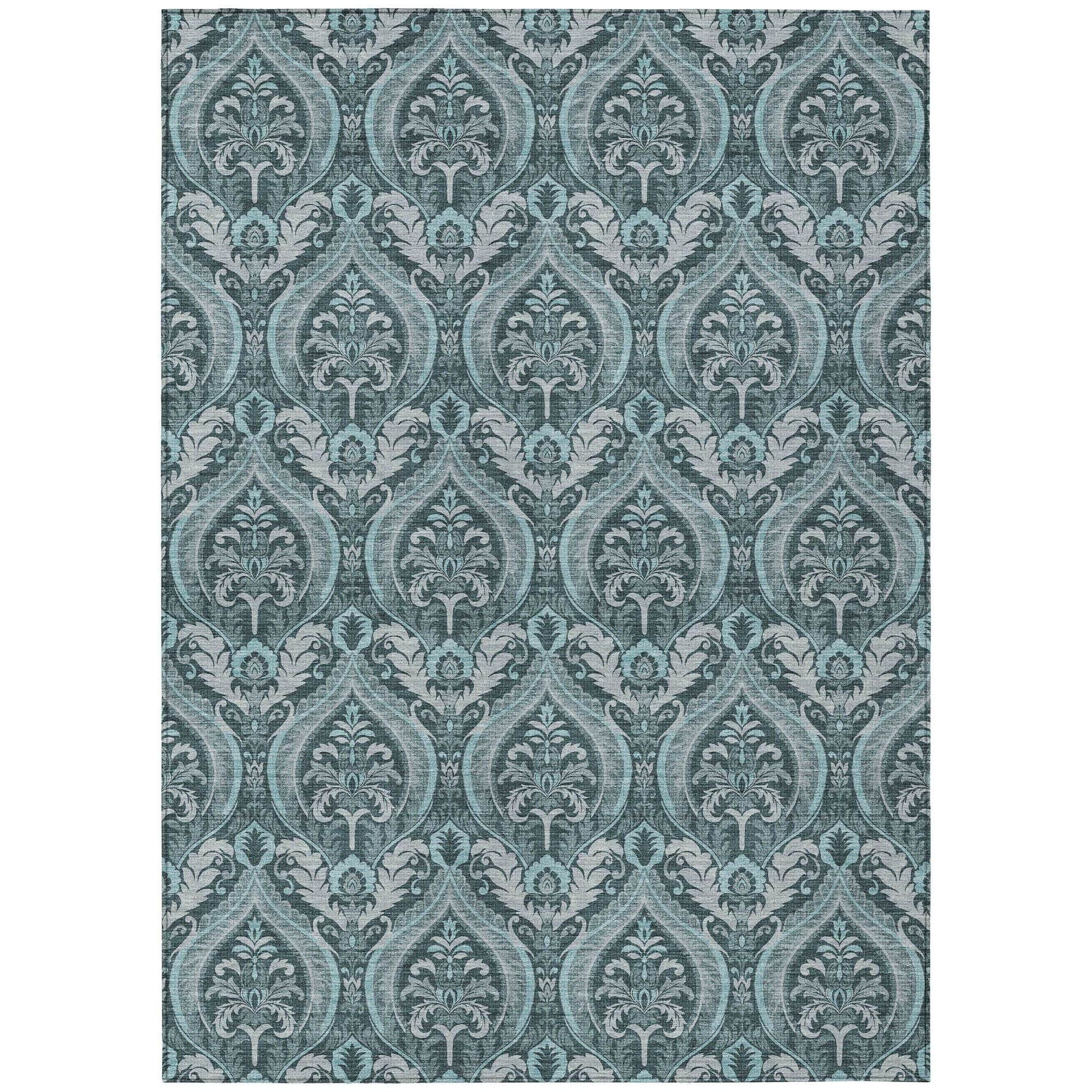 Machine Washable Teal Rug - Indoor / Outdoor - Kids / Pet Friendly Panel Print Rug