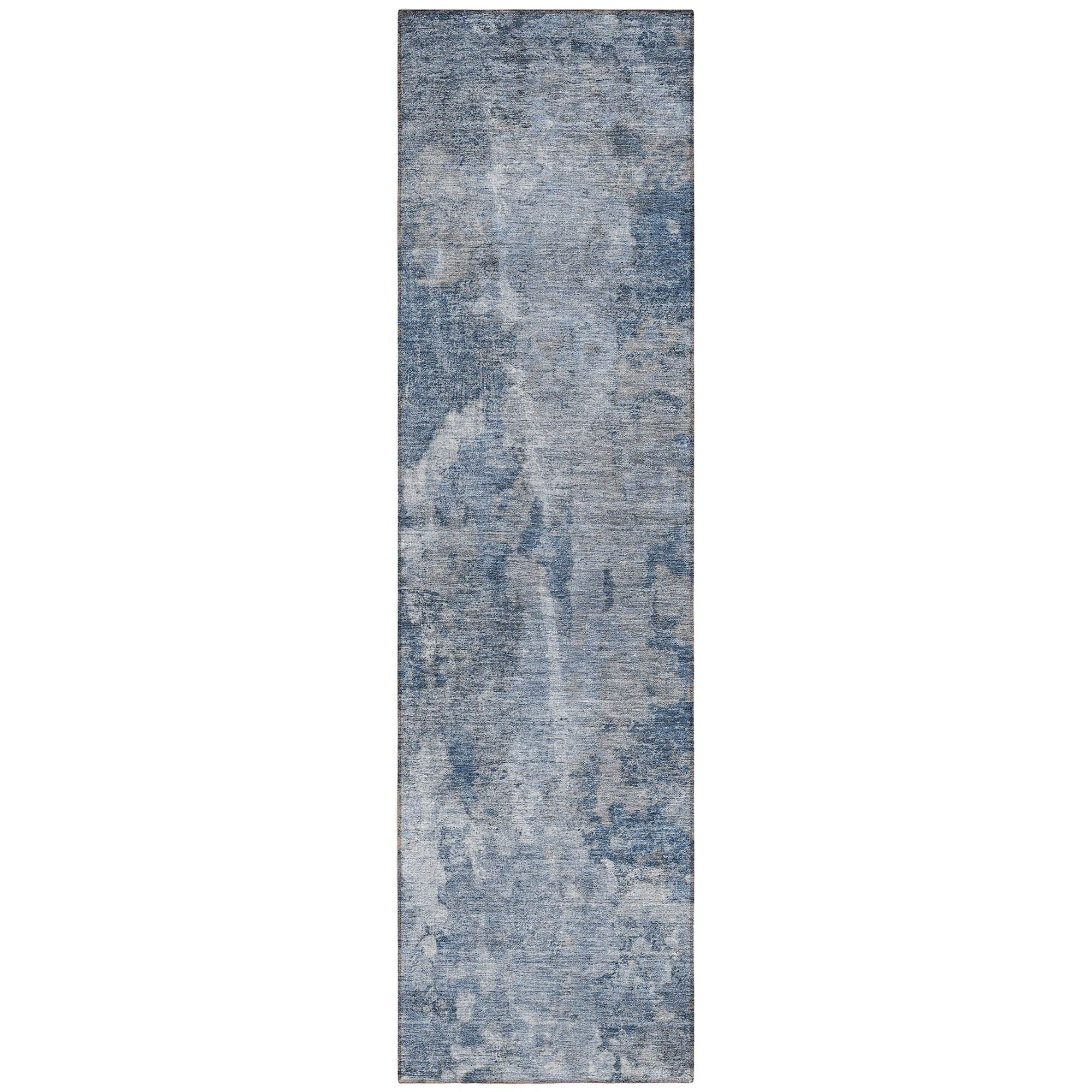 Machine Washable Blue Rug - Indoor / Outdoor - Kids / Pet Friendly Modern Print Rug