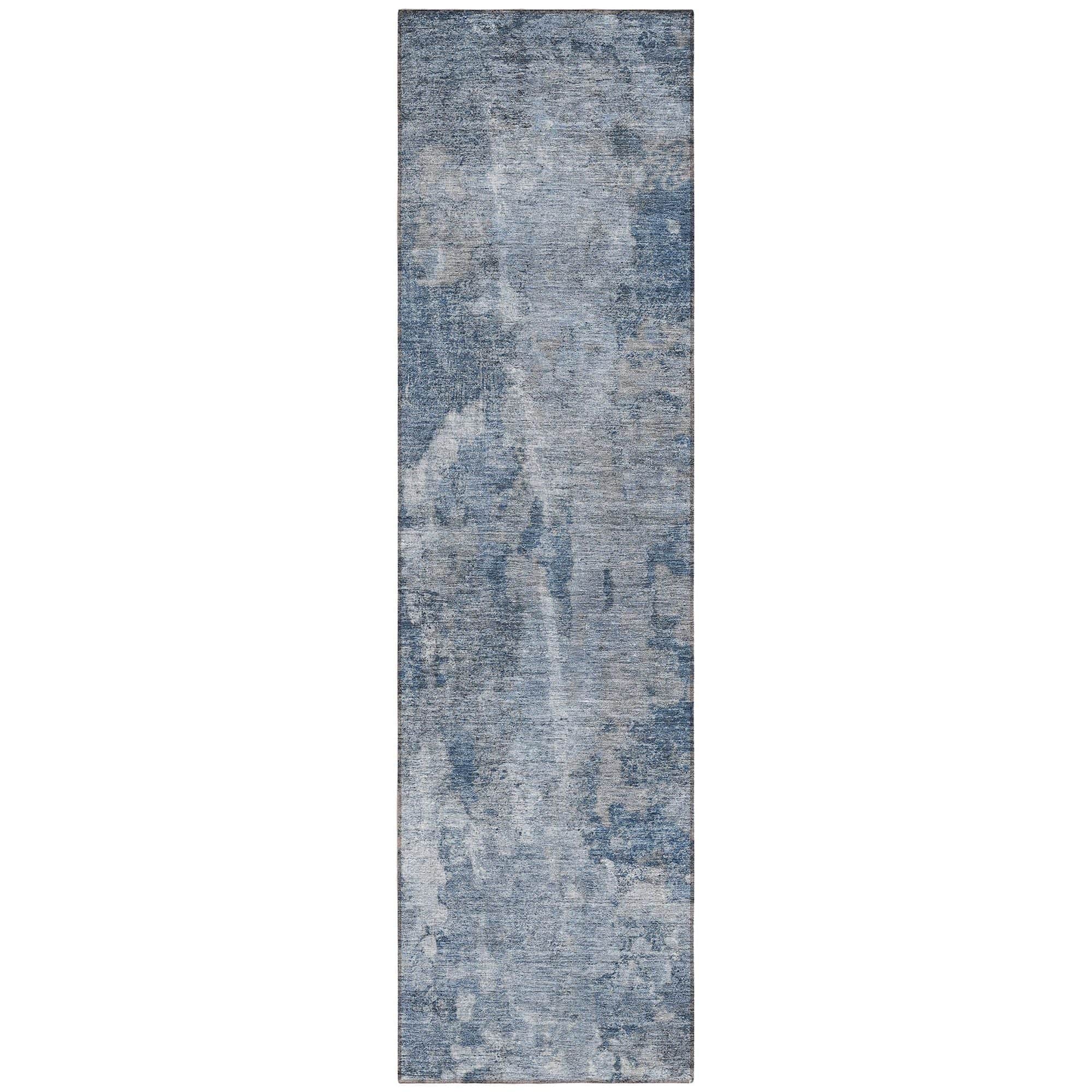 Machine Washable Blue Rug - Indoor / Outdoor - Kids / Pet Friendly Modern Print Rug