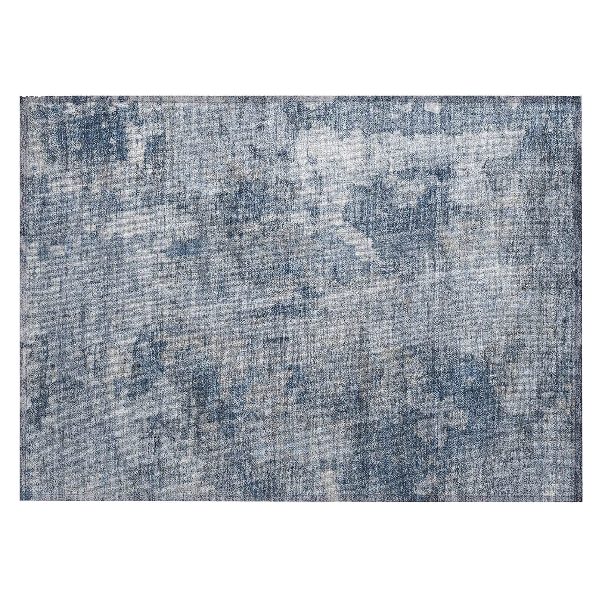 Machine Washable Blue Rug - Indoor / Outdoor - Kids / Pet Friendly Modern Print Rug