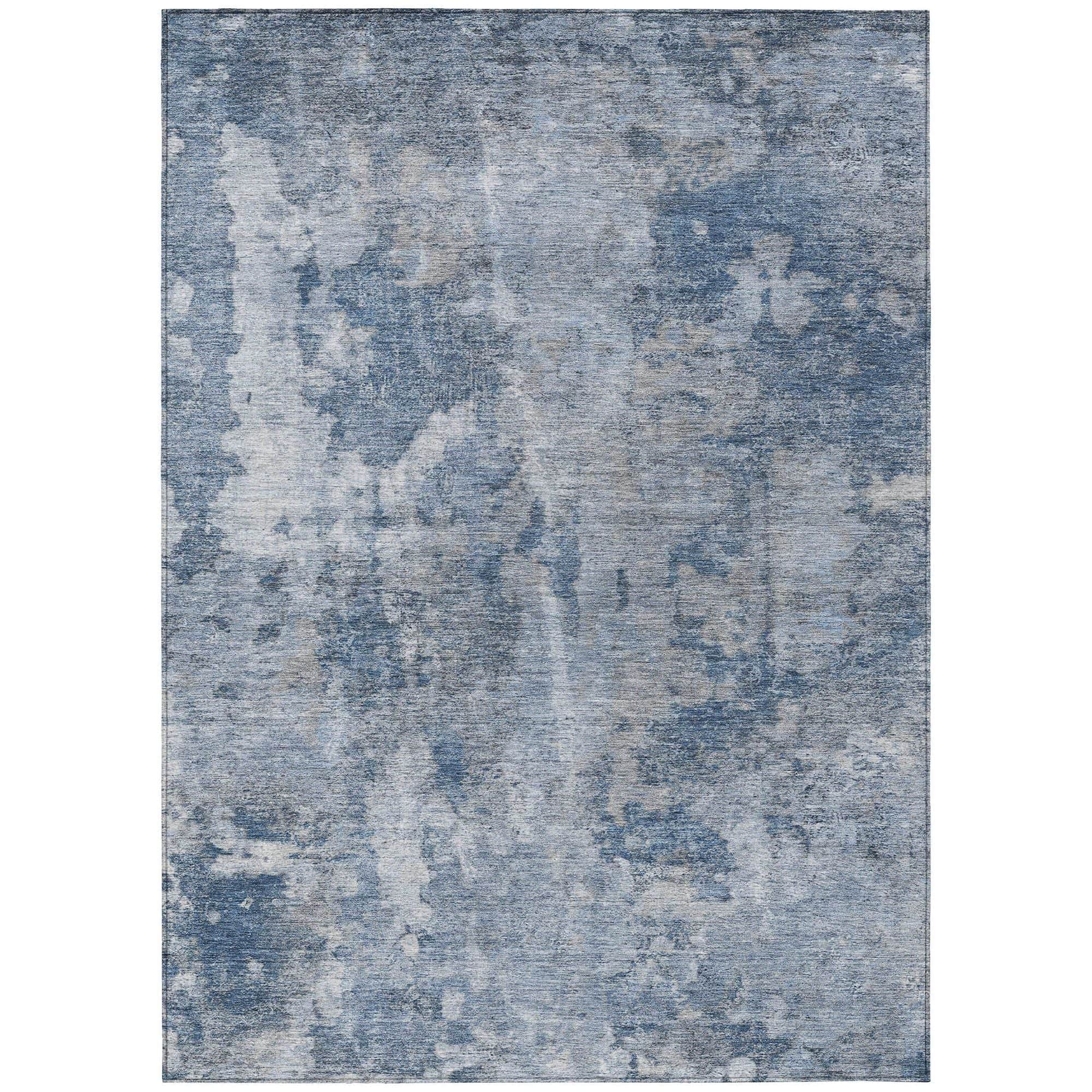 Machine Washable Blue Rug - Indoor / Outdoor - Kids / Pet Friendly Modern Print Rug