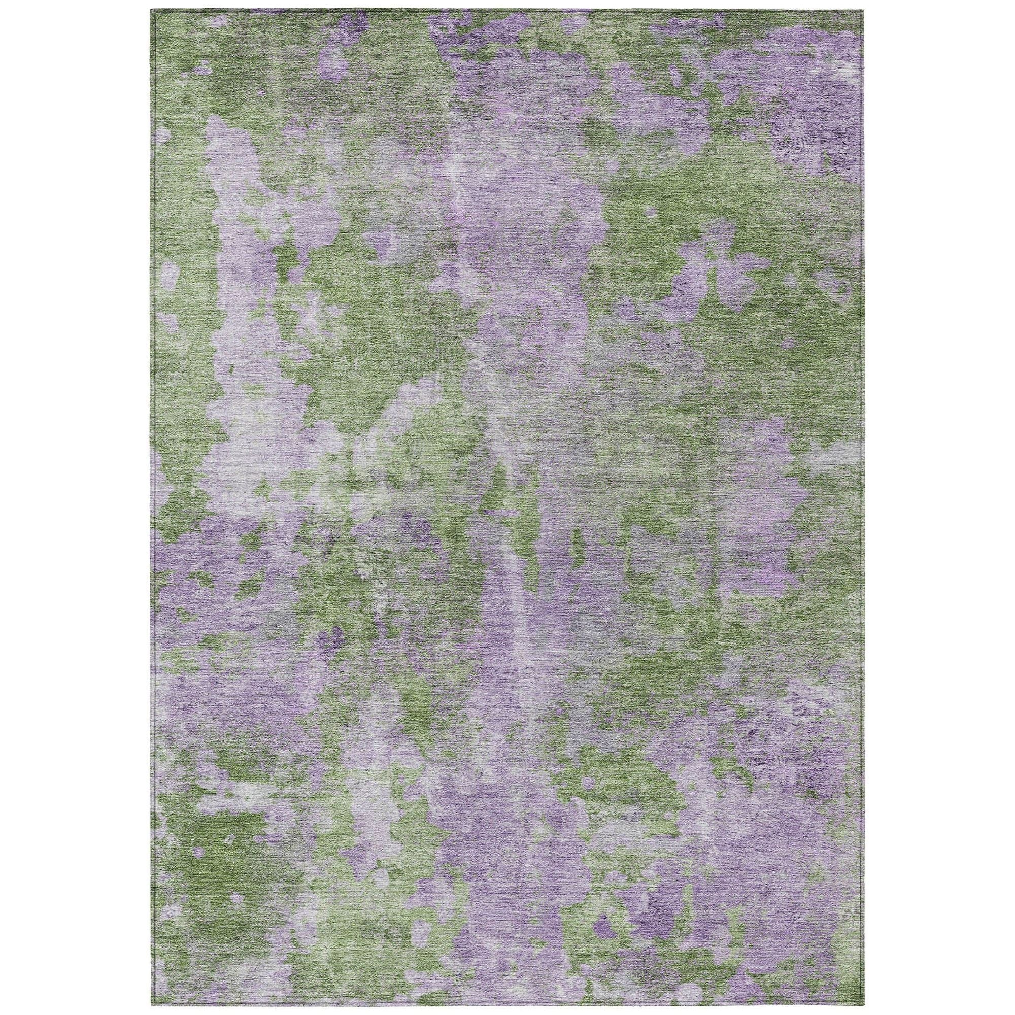 Machine Washable Green Rug - Indoor / Outdoor - Kids / Pet Friendly Modern Print Rug