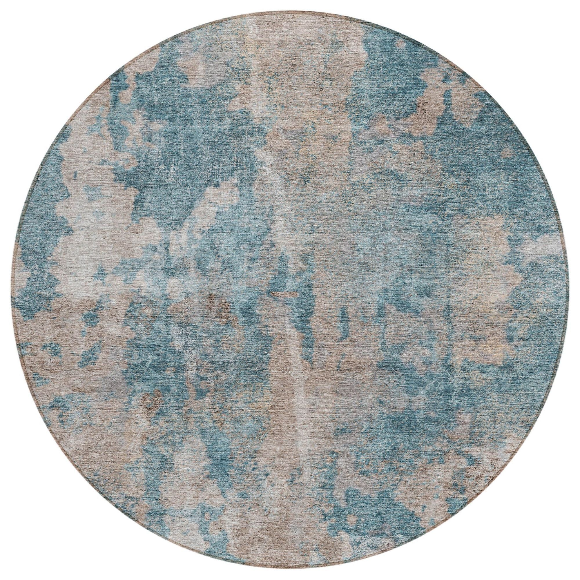 Machine Washable Teal Rug - Indoor / Outdoor - Kids / Pet Friendly Modern Print Rug
