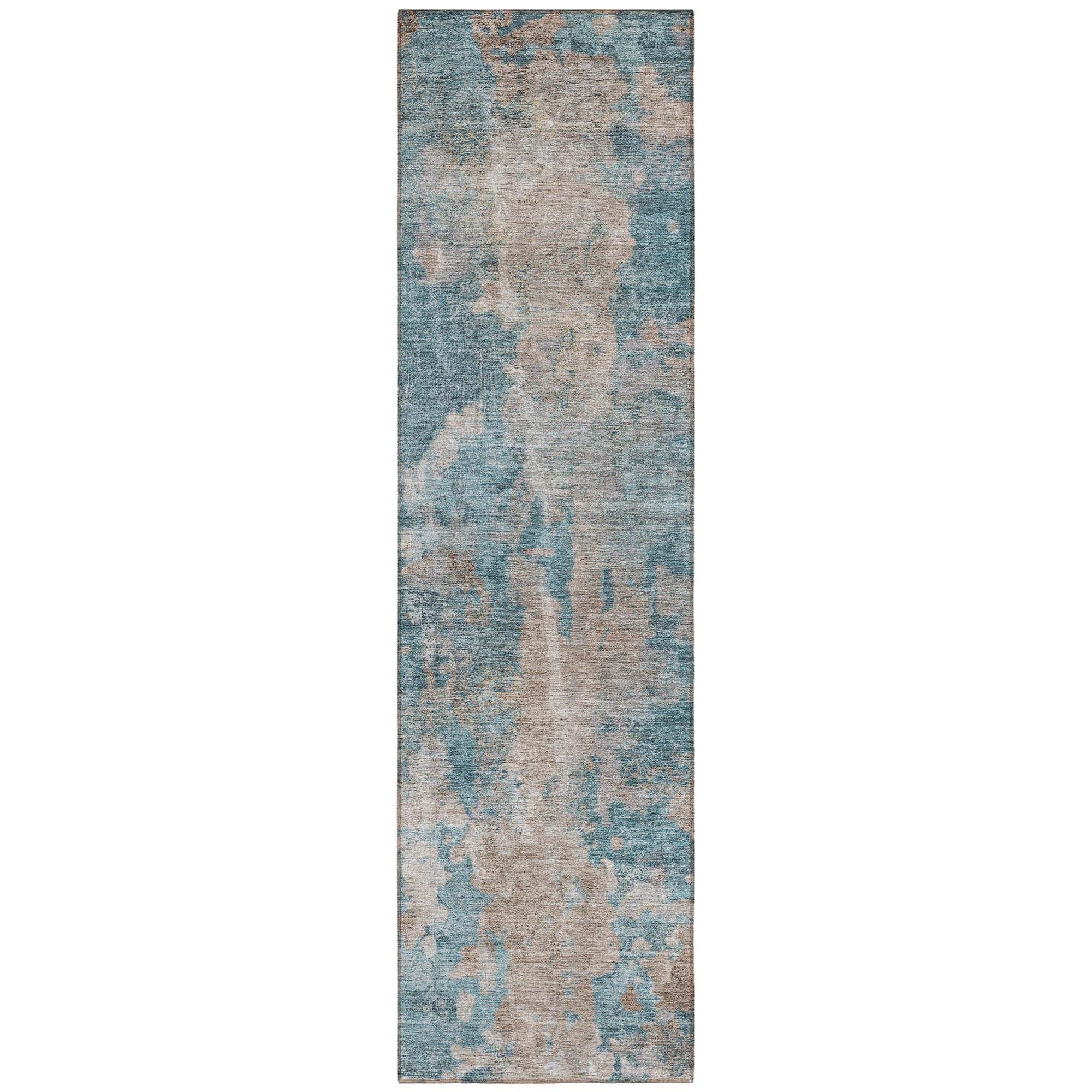 Machine Washable Teal Rug - Indoor / Outdoor - Kids / Pet Friendly Modern Print Rug