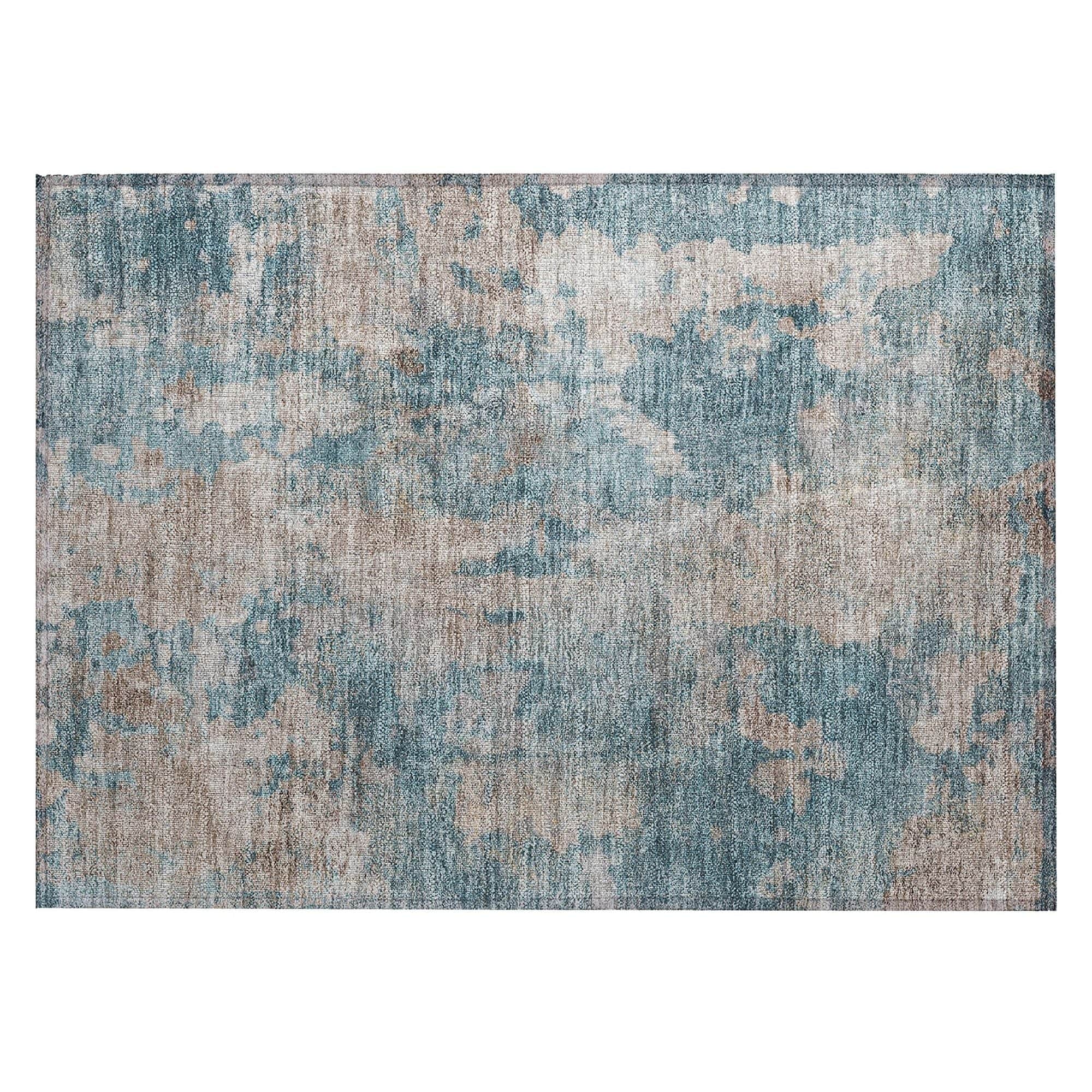 Machine Washable Teal Rug - Indoor / Outdoor - Kids / Pet Friendly Modern Print Rug