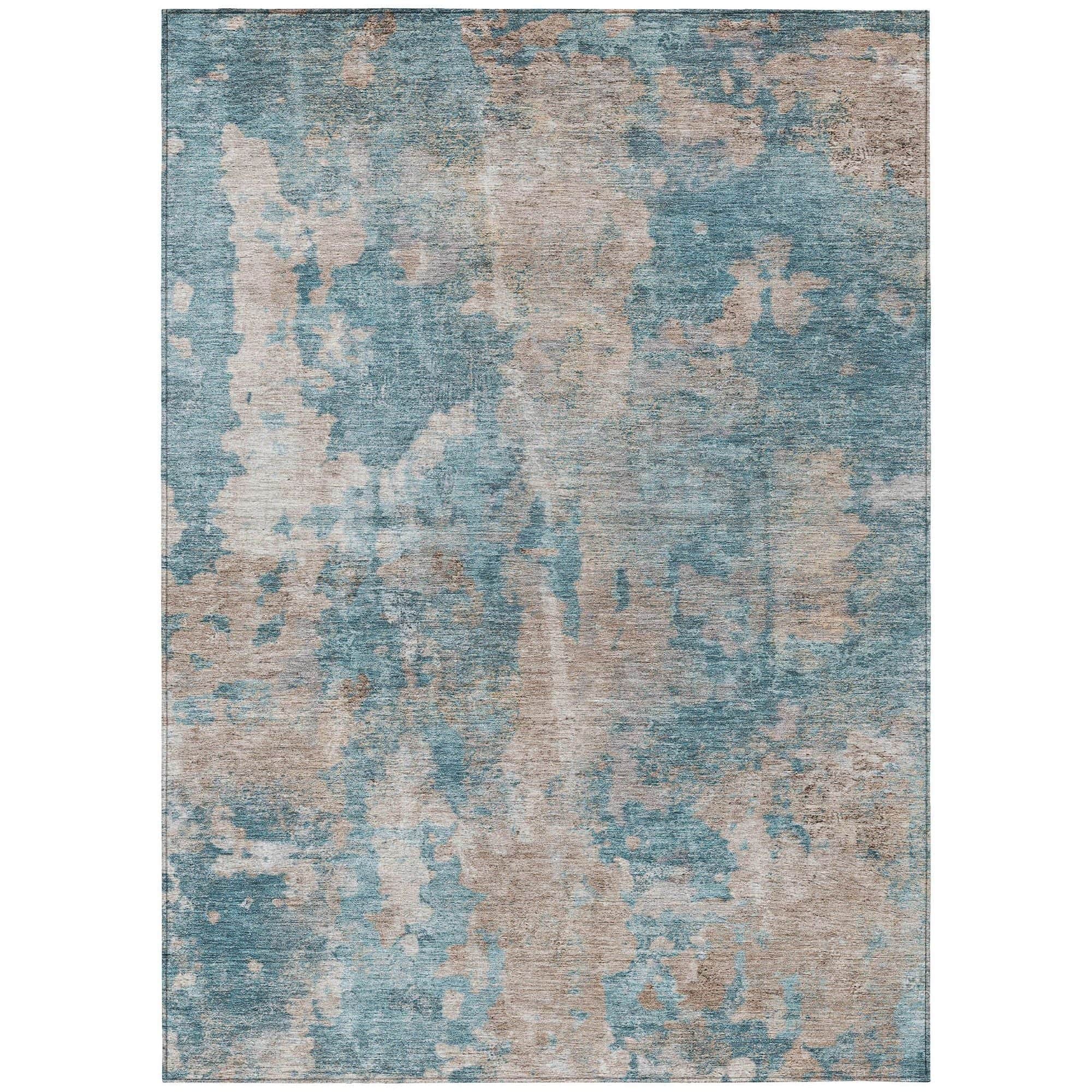 Machine Washable Teal Rug - Indoor / Outdoor - Kids / Pet Friendly Modern Print Rug