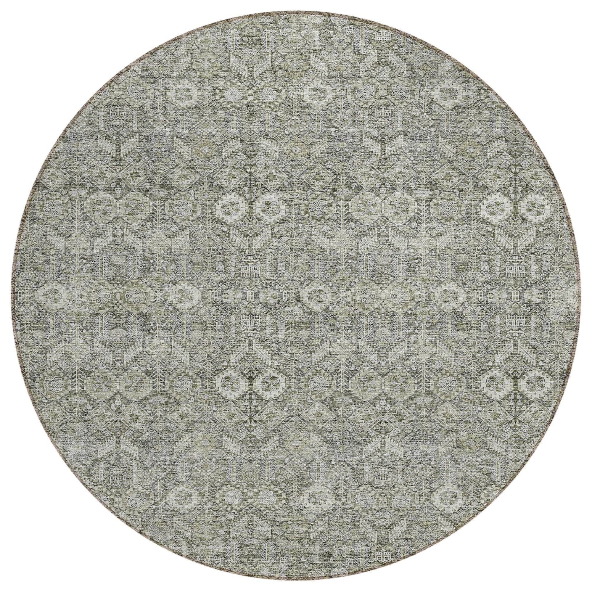 Machine Washable Gray Rug - Indoor / Outdoor - Kids / Pet Friendly Bohemian Print Rug