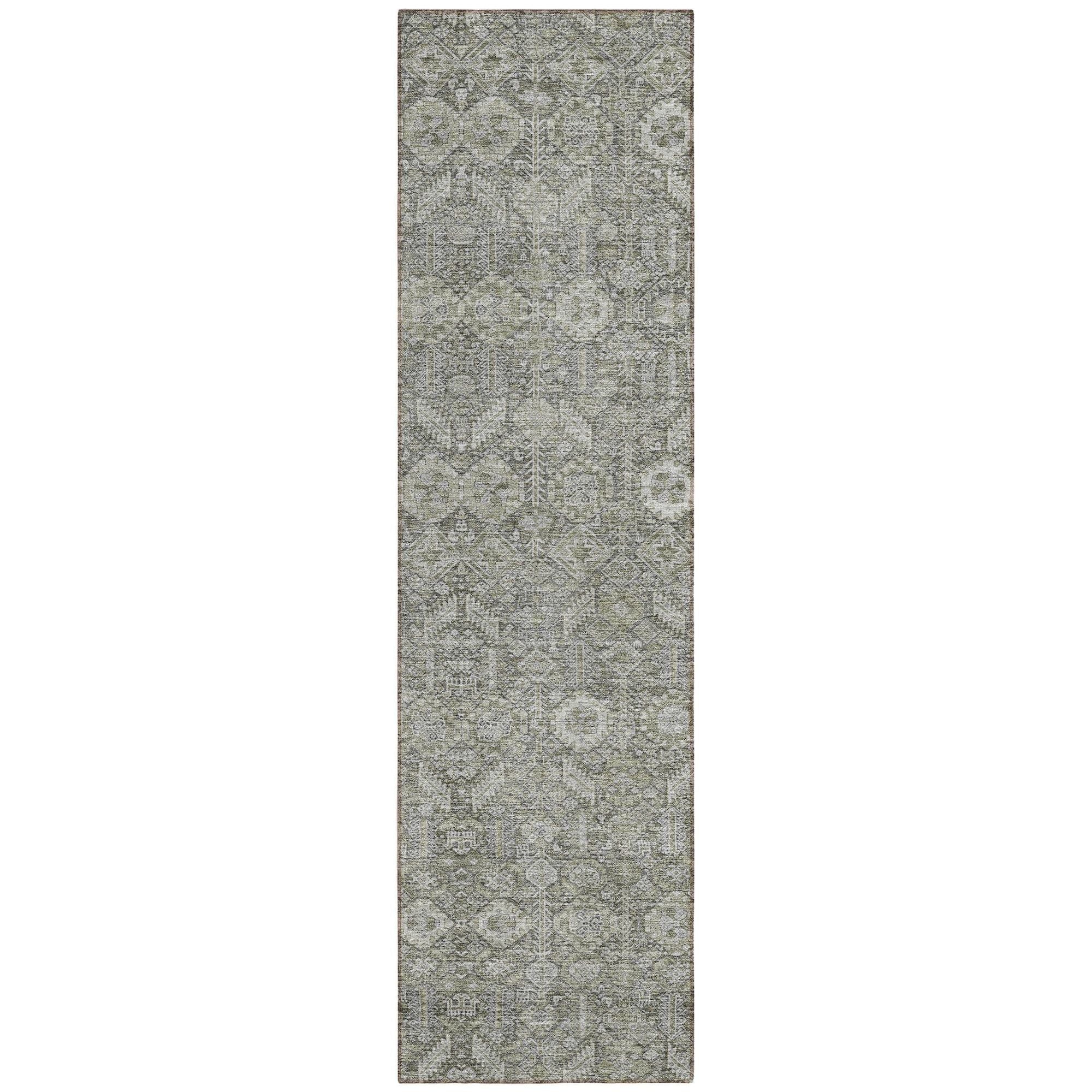 Machine Washable Gray Rug - Indoor / Outdoor - Kids / Pet Friendly Bohemian Print Rug