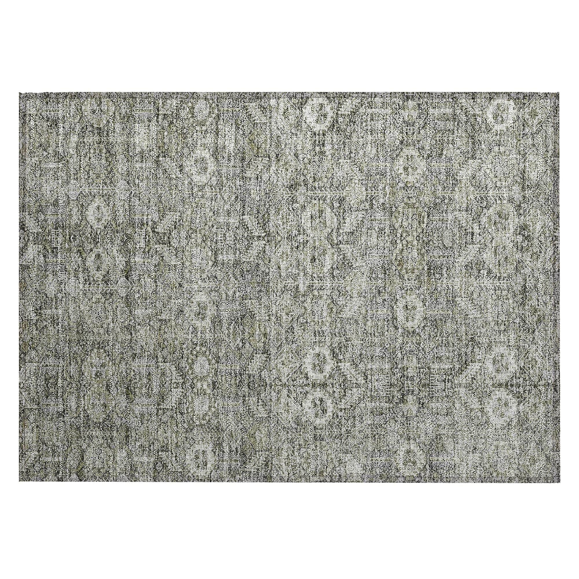 Machine Washable Gray Rug - Indoor / Outdoor - Kids / Pet Friendly Bohemian Print Rug