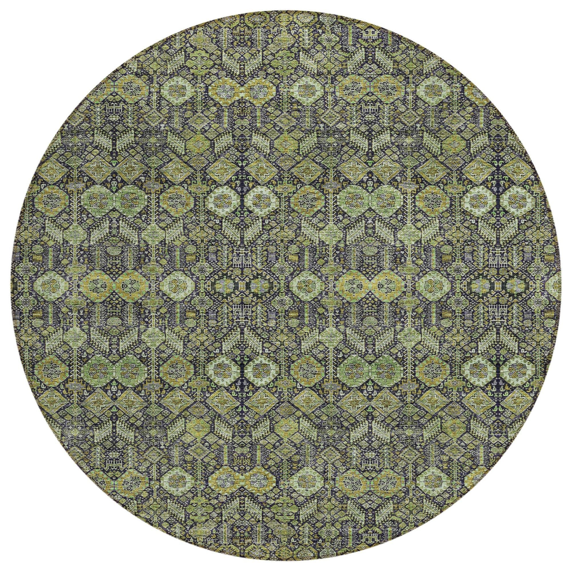Machine Washable Green Rug - Indoor / Outdoor - Kids / Pet Friendly Bohemian Print Rug