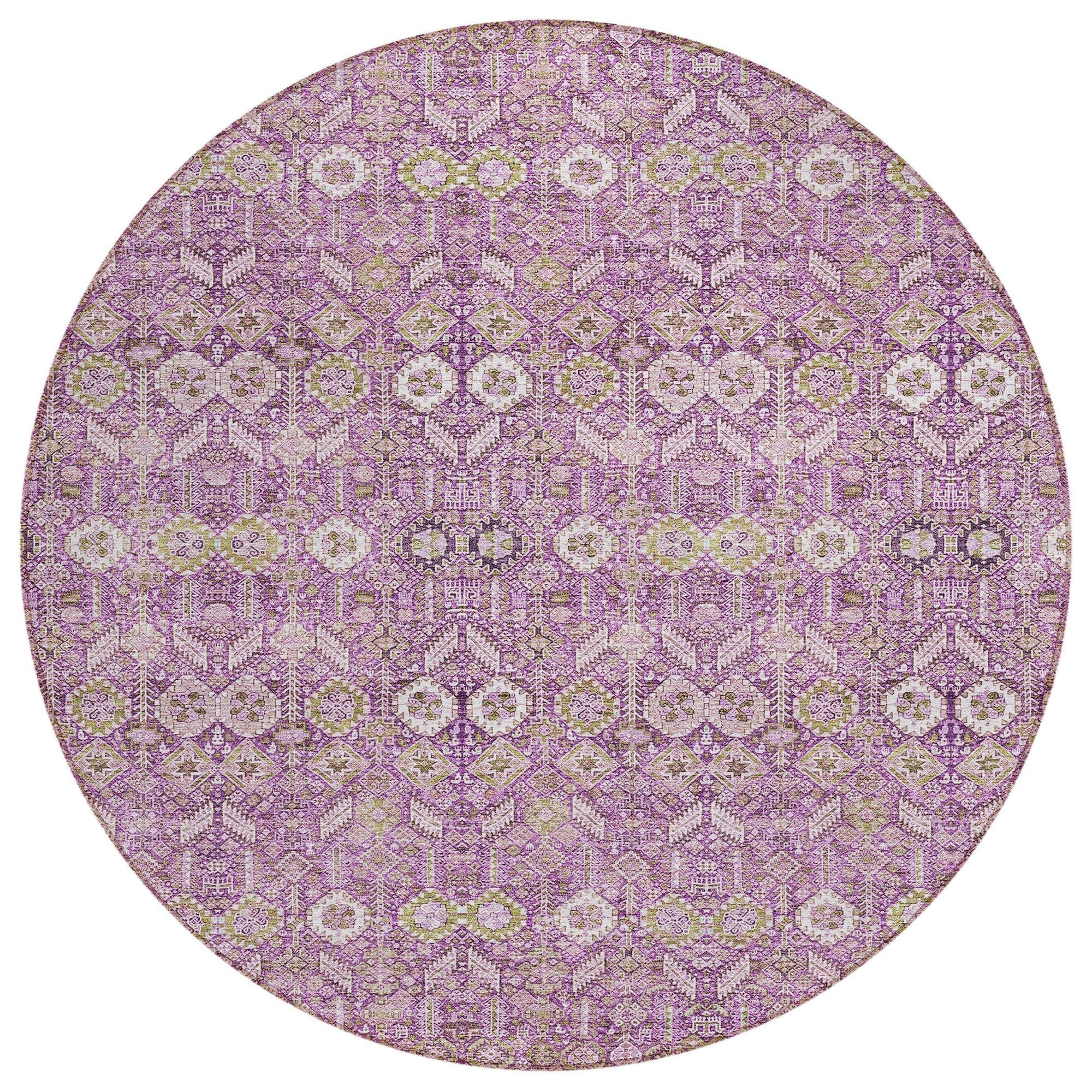 Machine Washable Lavender Purple Rug - Indoor / Outdoor - Kids / Pet Friendly Bohemian Print Rug
