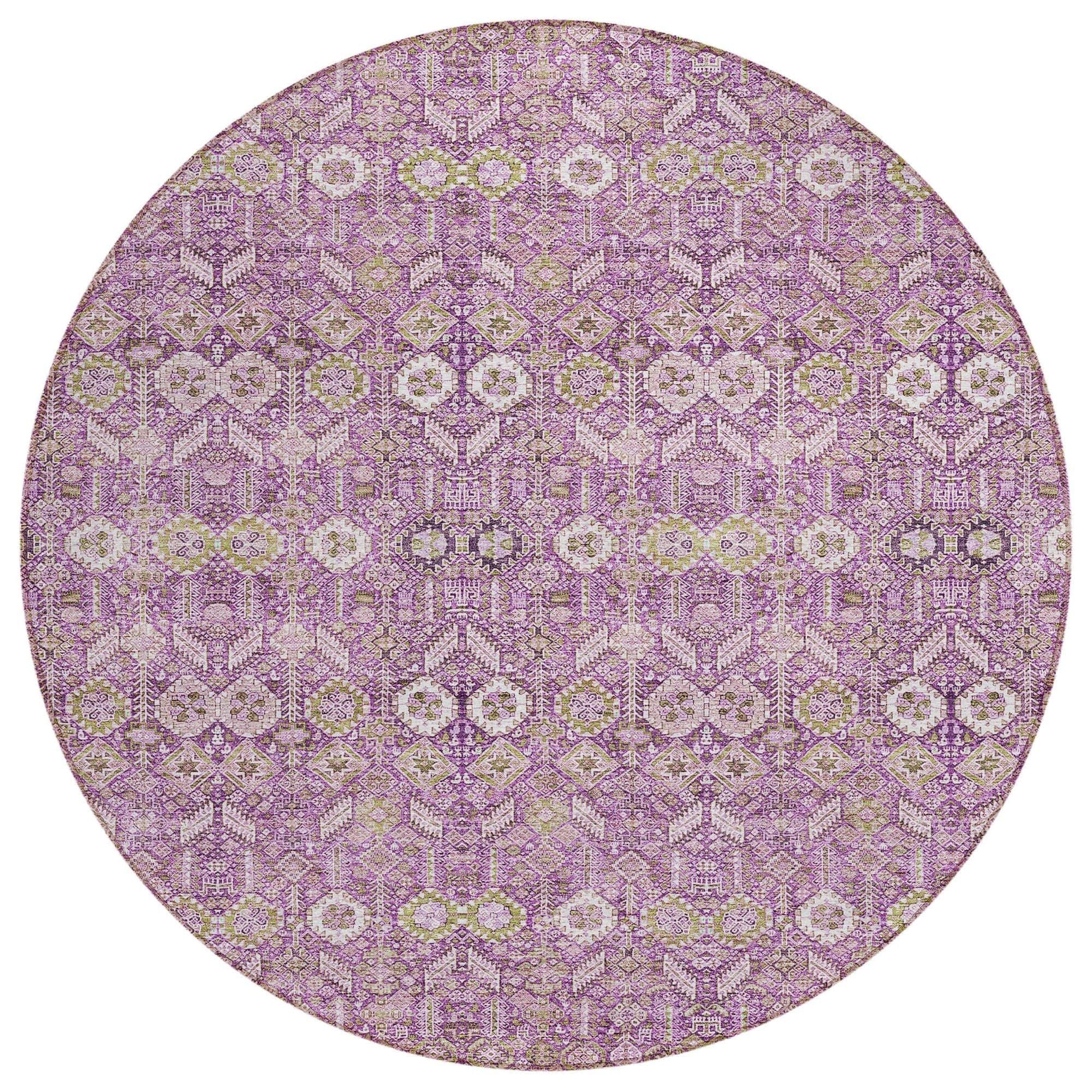 Machine Washable Lavender Purple Rug - Indoor / Outdoor - Kids / Pet Friendly Bohemian Print Rug
