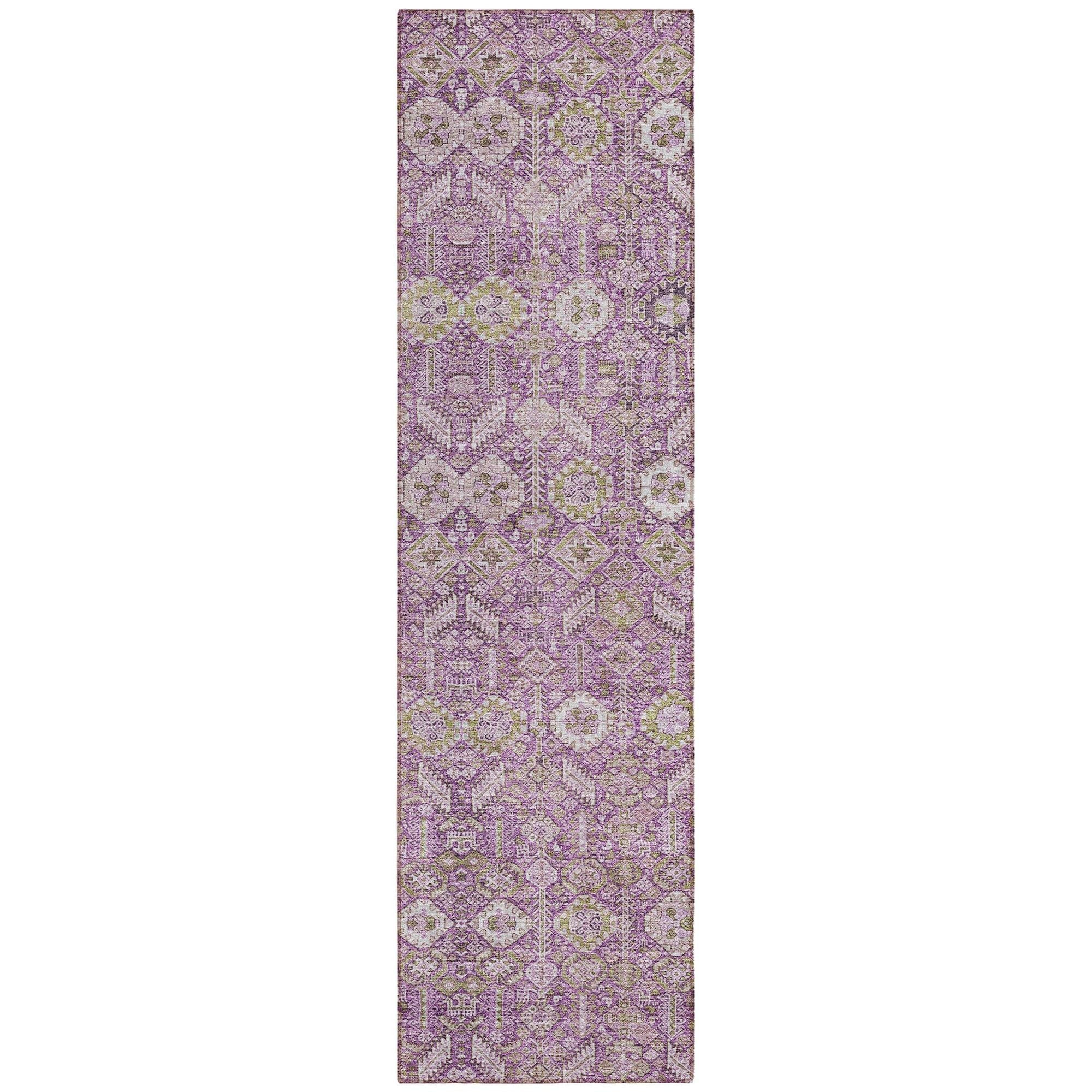 Machine Washable Lavender Purple Rug - Indoor / Outdoor - Kids / Pet Friendly Bohemian Print Rug