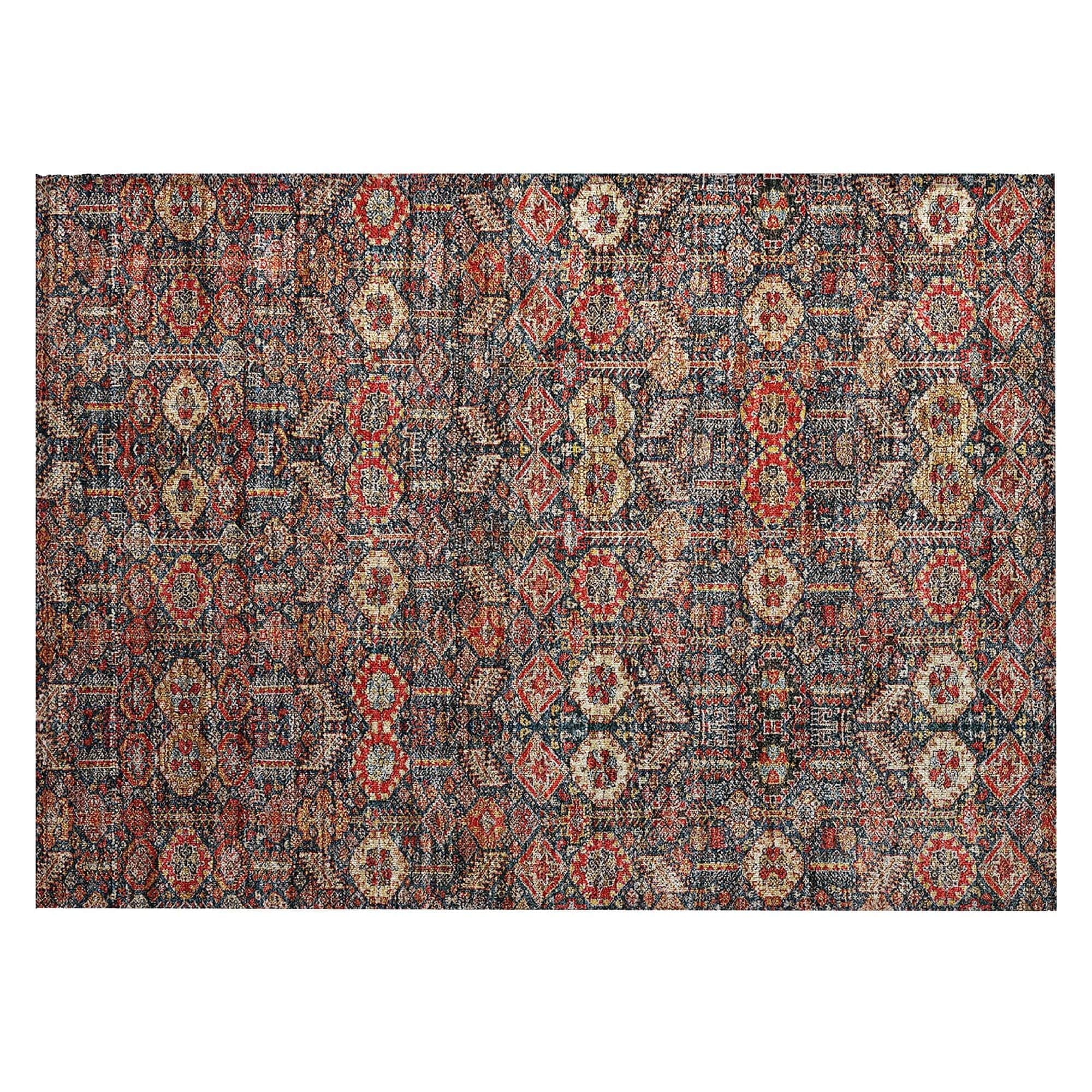 Machine Washable Red Rug - Indoor / Outdoor - Kids / Pet Friendly Bohemian Print Rug