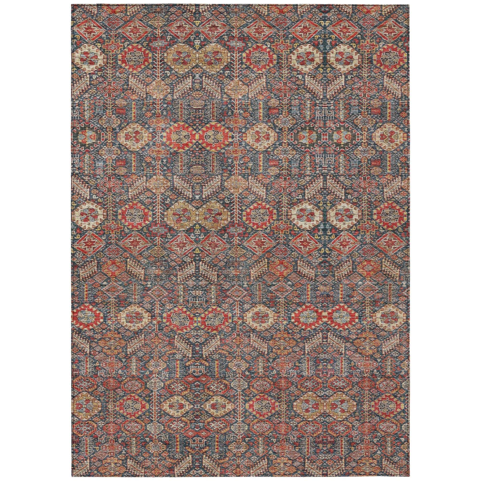 Machine Washable Red Rug - Indoor / Outdoor - Kids / Pet Friendly Bohemian Print Rug