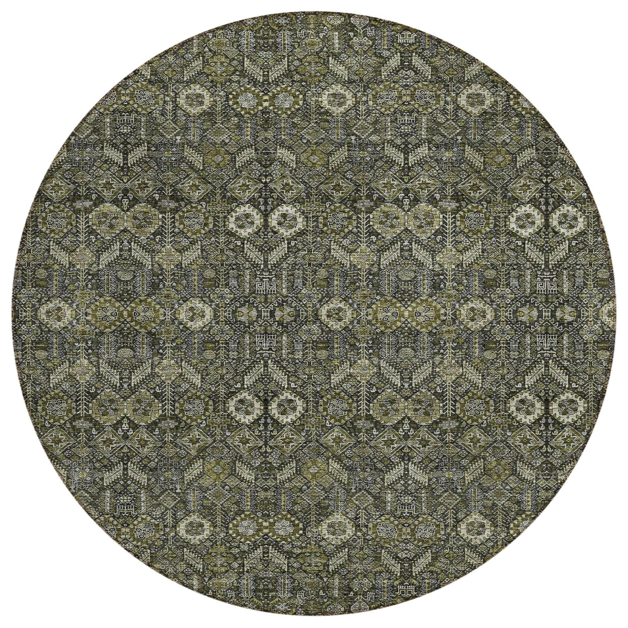Machine Washable Taupe Brown Rug - Indoor / Outdoor - Kids / Pet Friendly Bohemian Print Rug