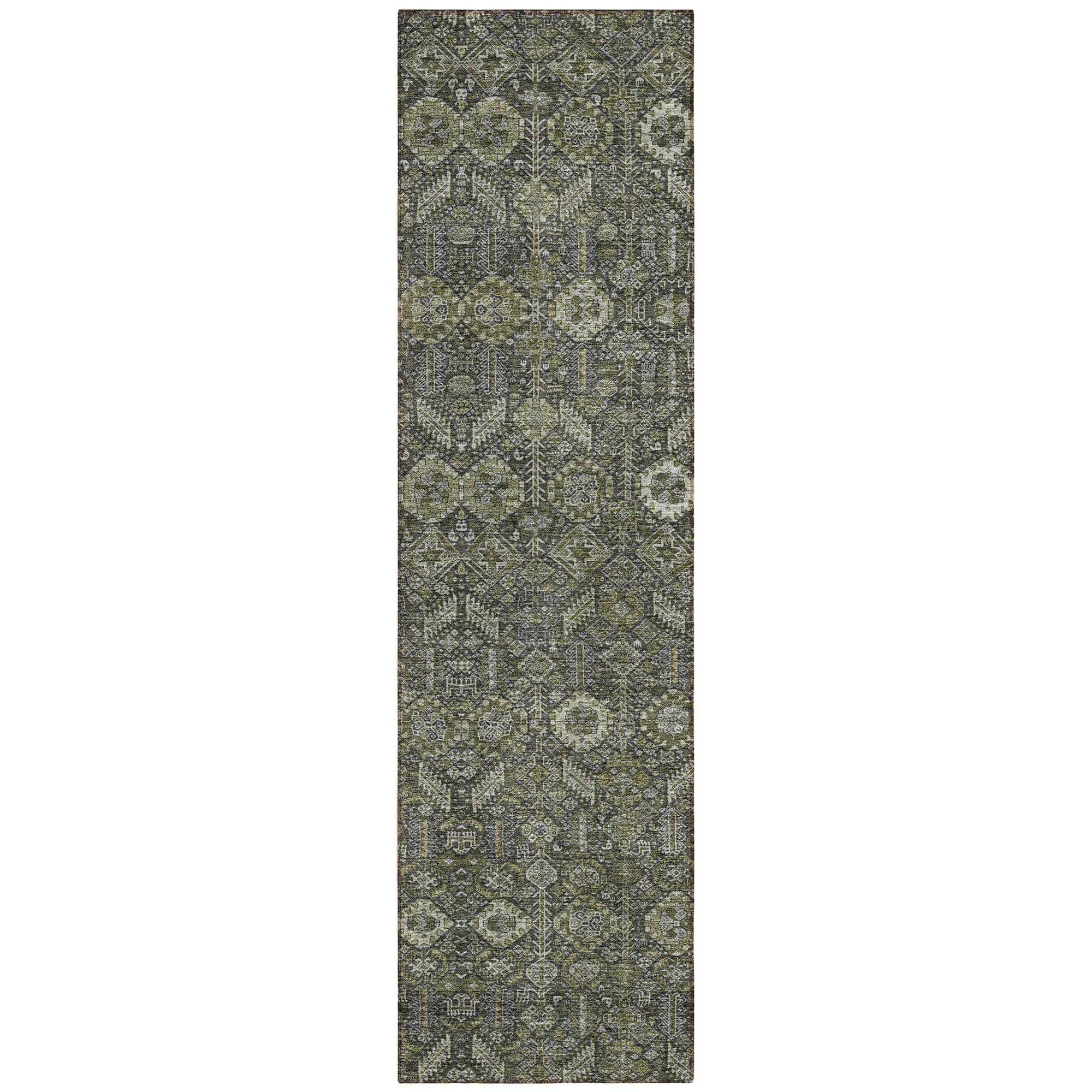 Machine Washable Taupe Brown Rug - Indoor / Outdoor - Kids / Pet Friendly Bohemian Print Rug