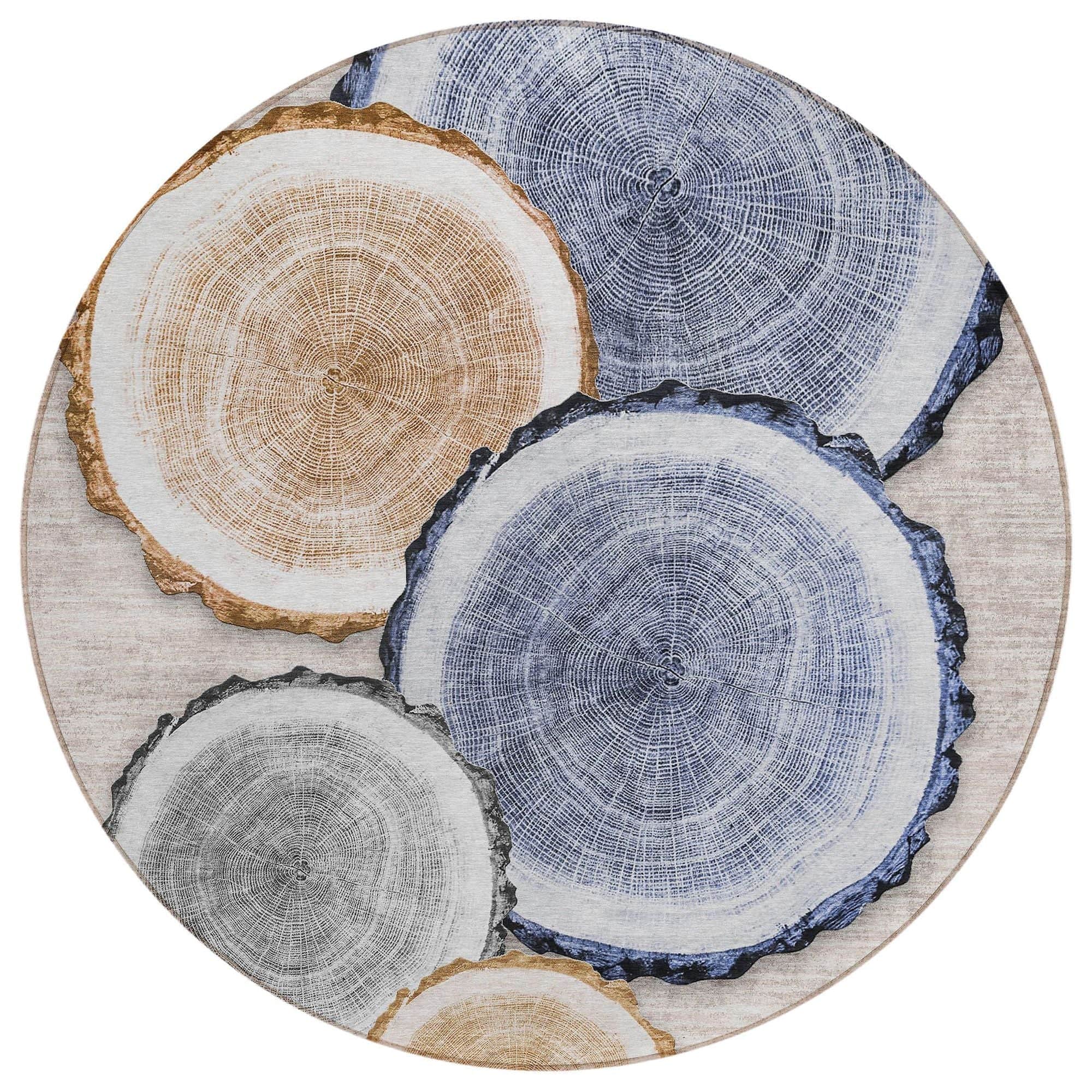 Machine Washable Beige Brown Rug - Indoor / Outdoor - Kids / Pet Friendly Organic Print Rug