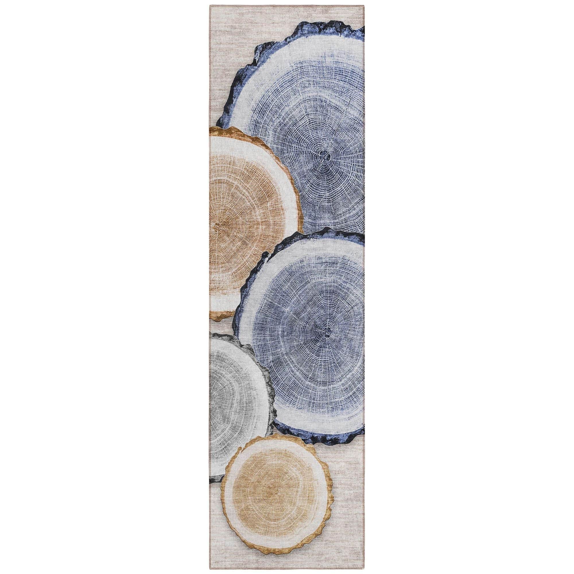 Machine Washable Beige Brown Rug - Indoor / Outdoor - Kids / Pet Friendly Organic Print Rug