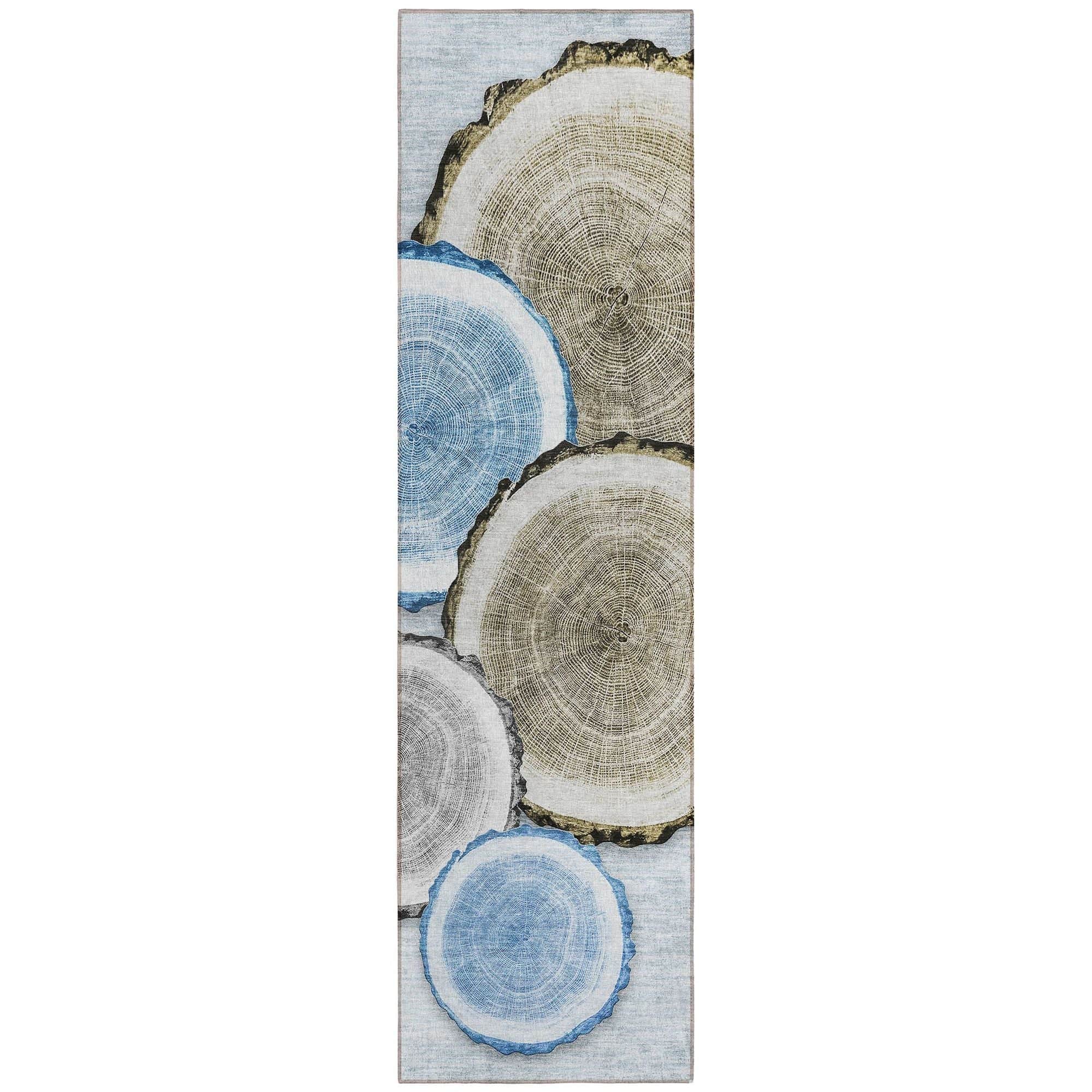 Machine Washable Blue Rug - Indoor / Outdoor - Kids / Pet Friendly Organic Print Rug