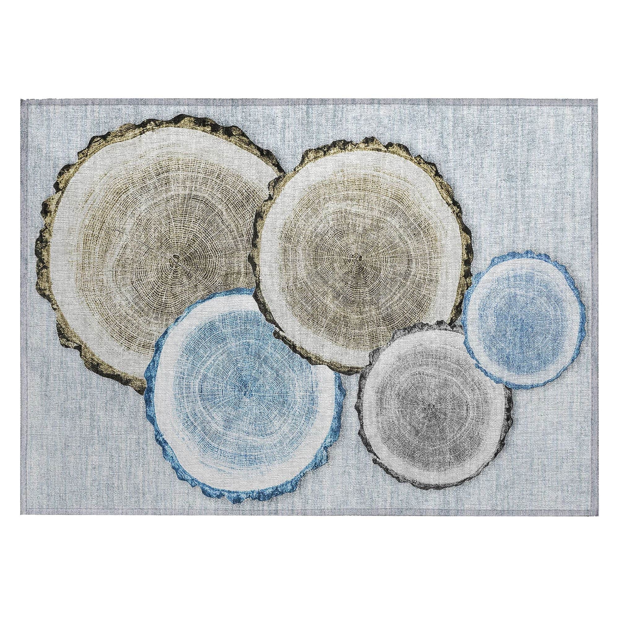 Machine Washable Blue Rug - Indoor / Outdoor - Kids / Pet Friendly Organic Print Rug