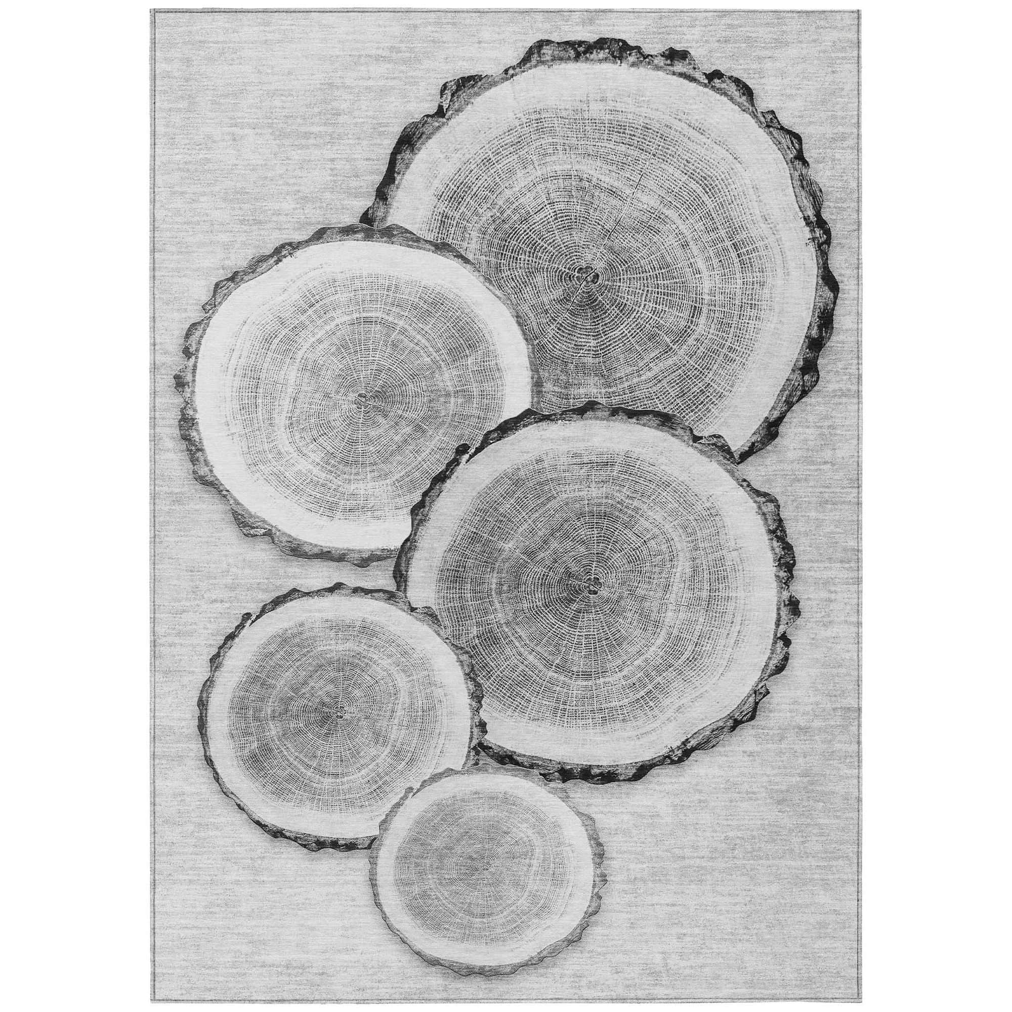 Machine Washable Gray Rug - Indoor / Outdoor - Kids / Pet Friendly Organic Print Rug