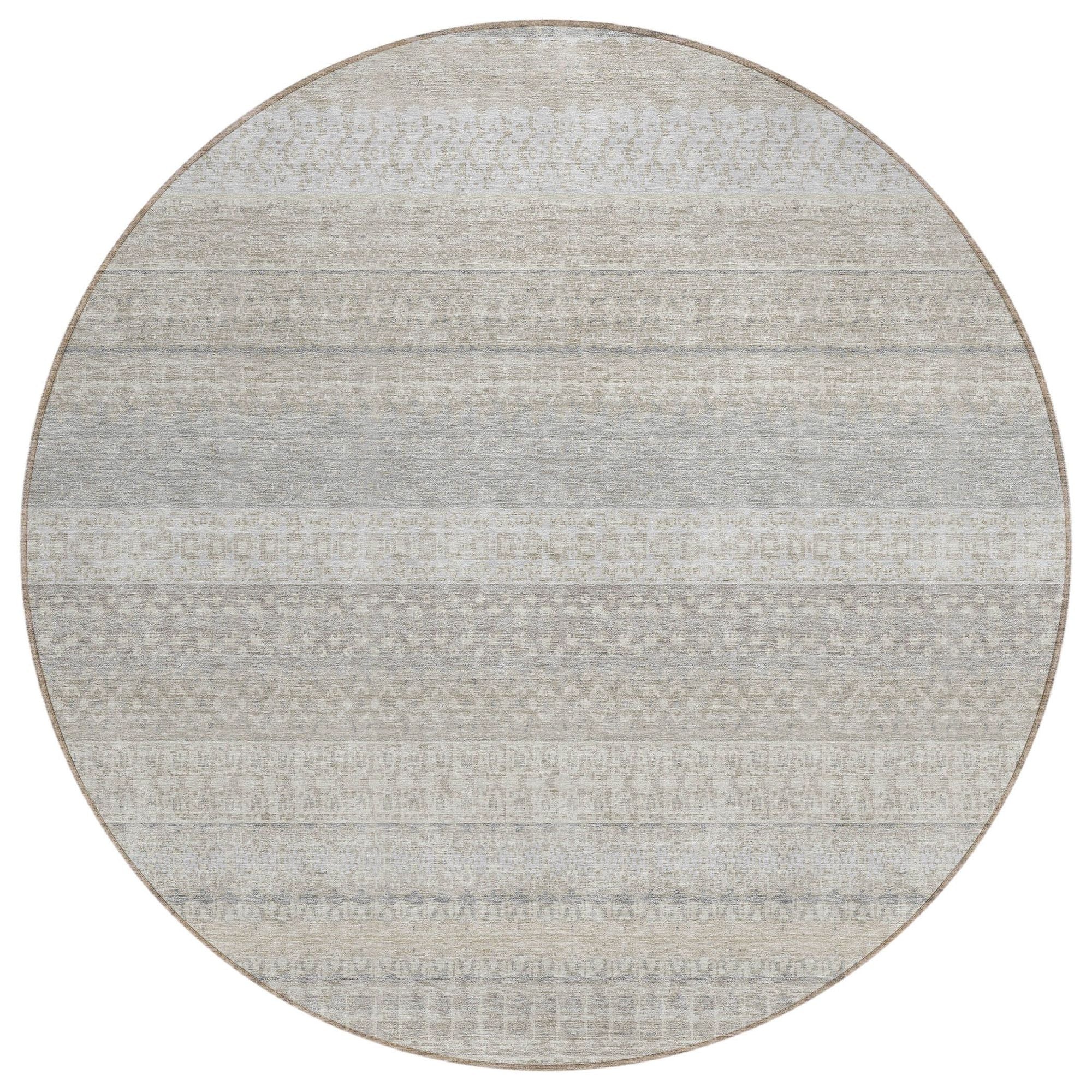 Machine Washable Ivory Rug - Indoor / Outdoor - Kids / Pet Friendly Stripes Print Rug