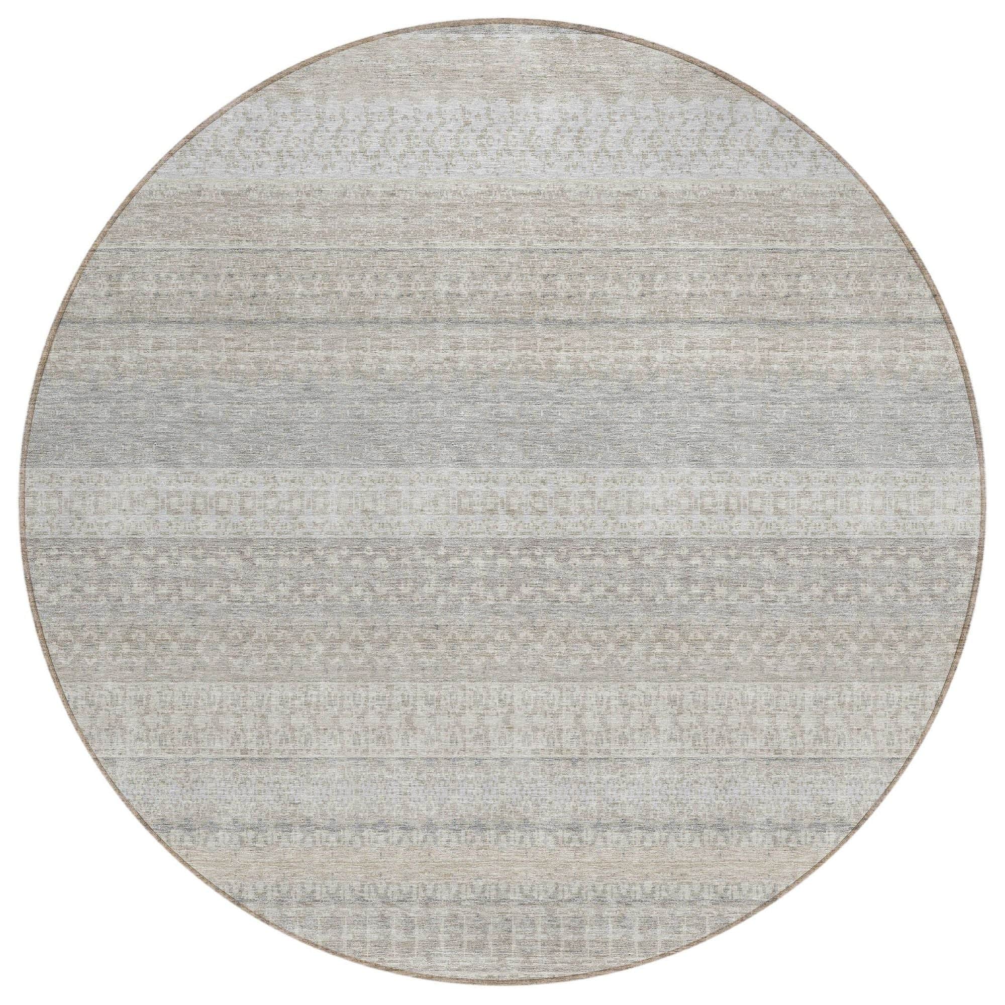 Machine Washable Ivory Rug - Indoor / Outdoor - Kids / Pet Friendly Stripes Print Rug