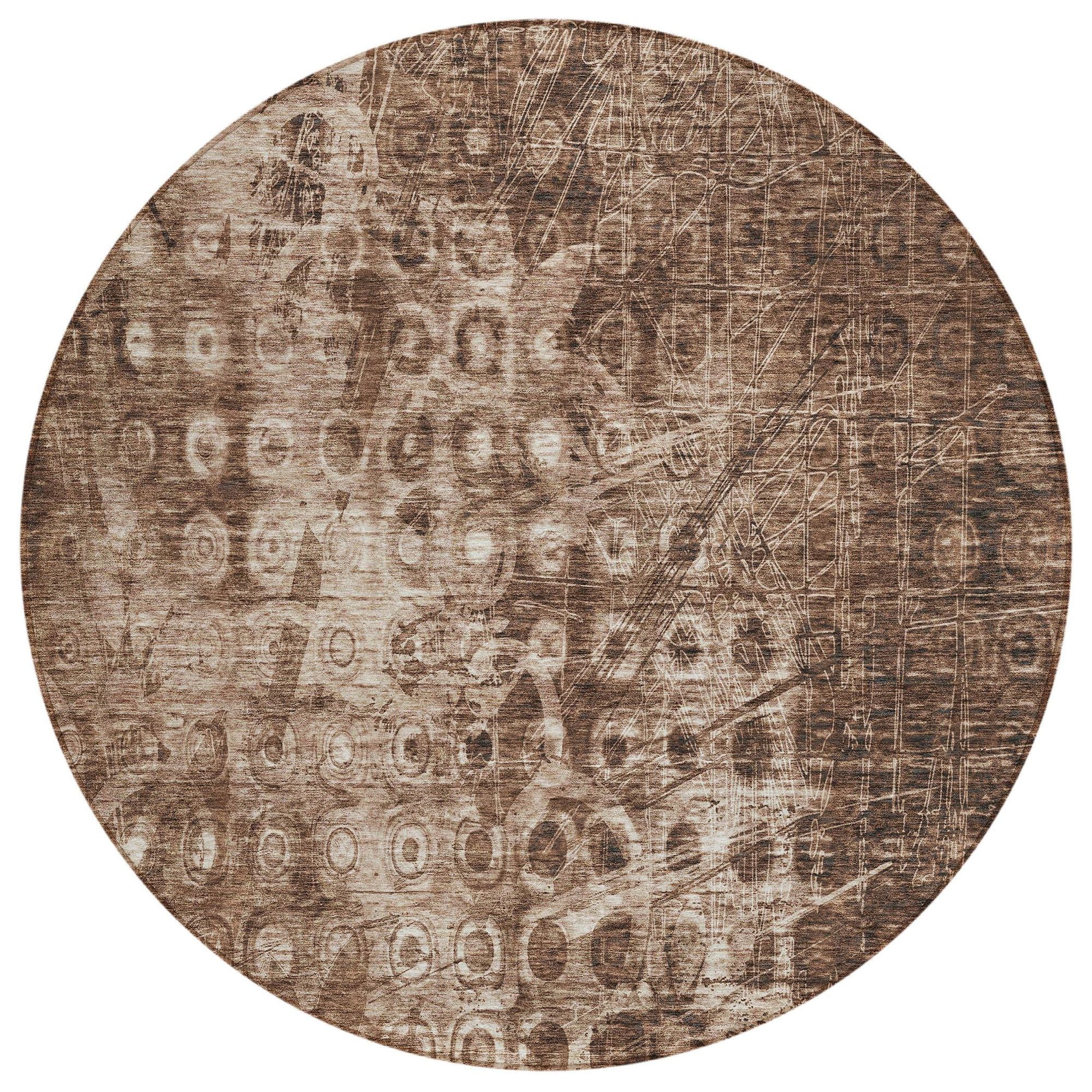 Machine Washable Chocolate Brown Rug - Indoor / Outdoor - Kids / Pet Friendly Ikat Print Rug