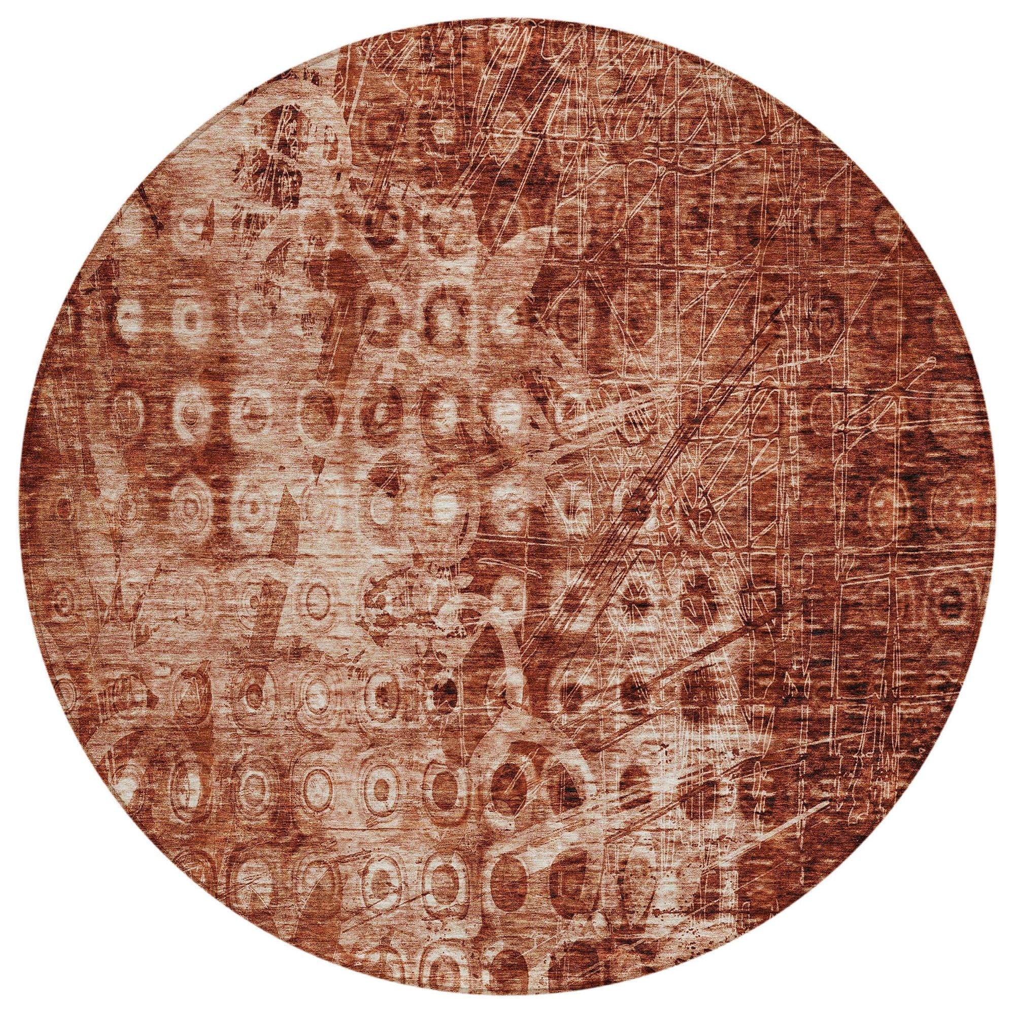 Machine Washable Paprika Orange Rug - Indoor / Outdoor - Kids / Pet Friendly Ikat Print Rug