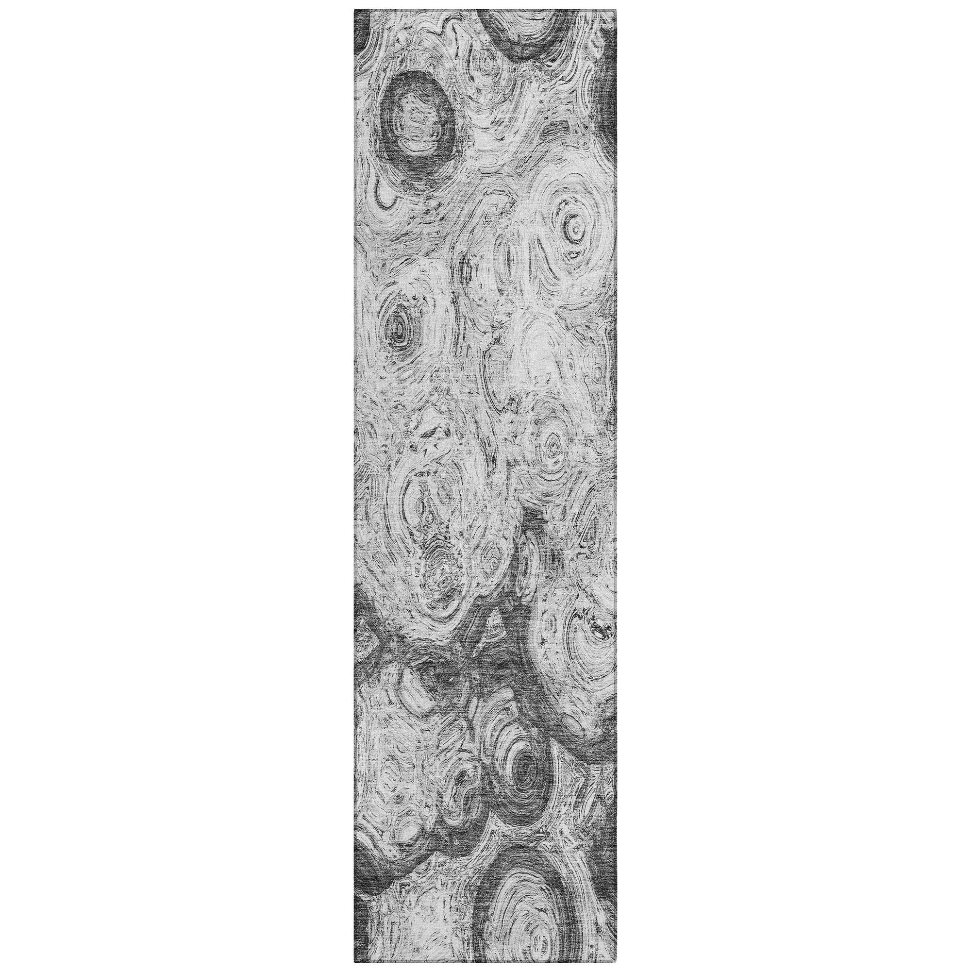 Machine Washable Gray Rug - Indoor / Outdoor - Kids / Pet Friendly Circles Print Rug