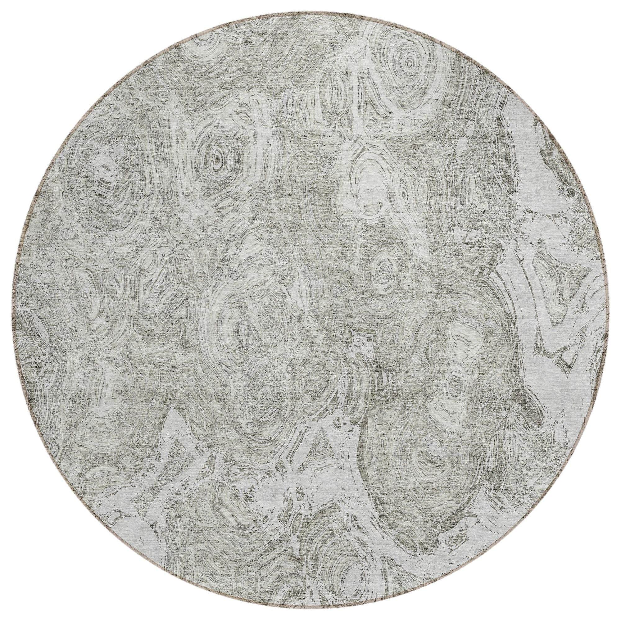 Machine Washable Ivory Rug - Indoor / Outdoor - Kids / Pet Friendly Circles Print Rug