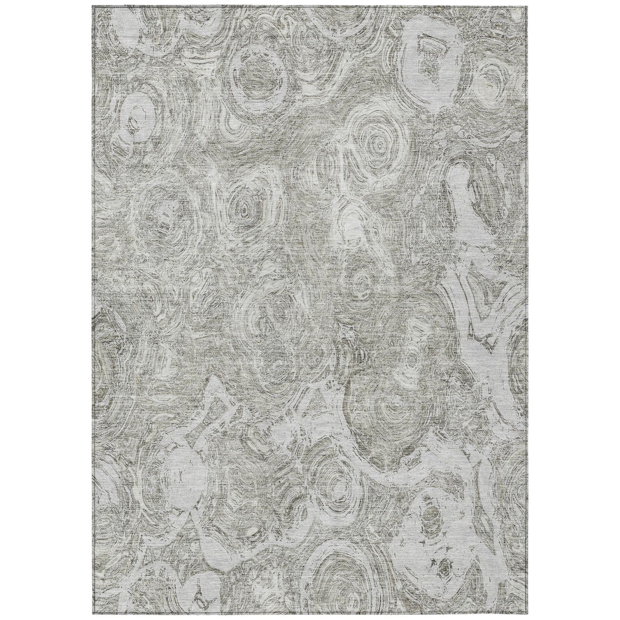 Machine Washable Ivory Rug - Indoor / Outdoor - Kids / Pet Friendly Circles Print Rug