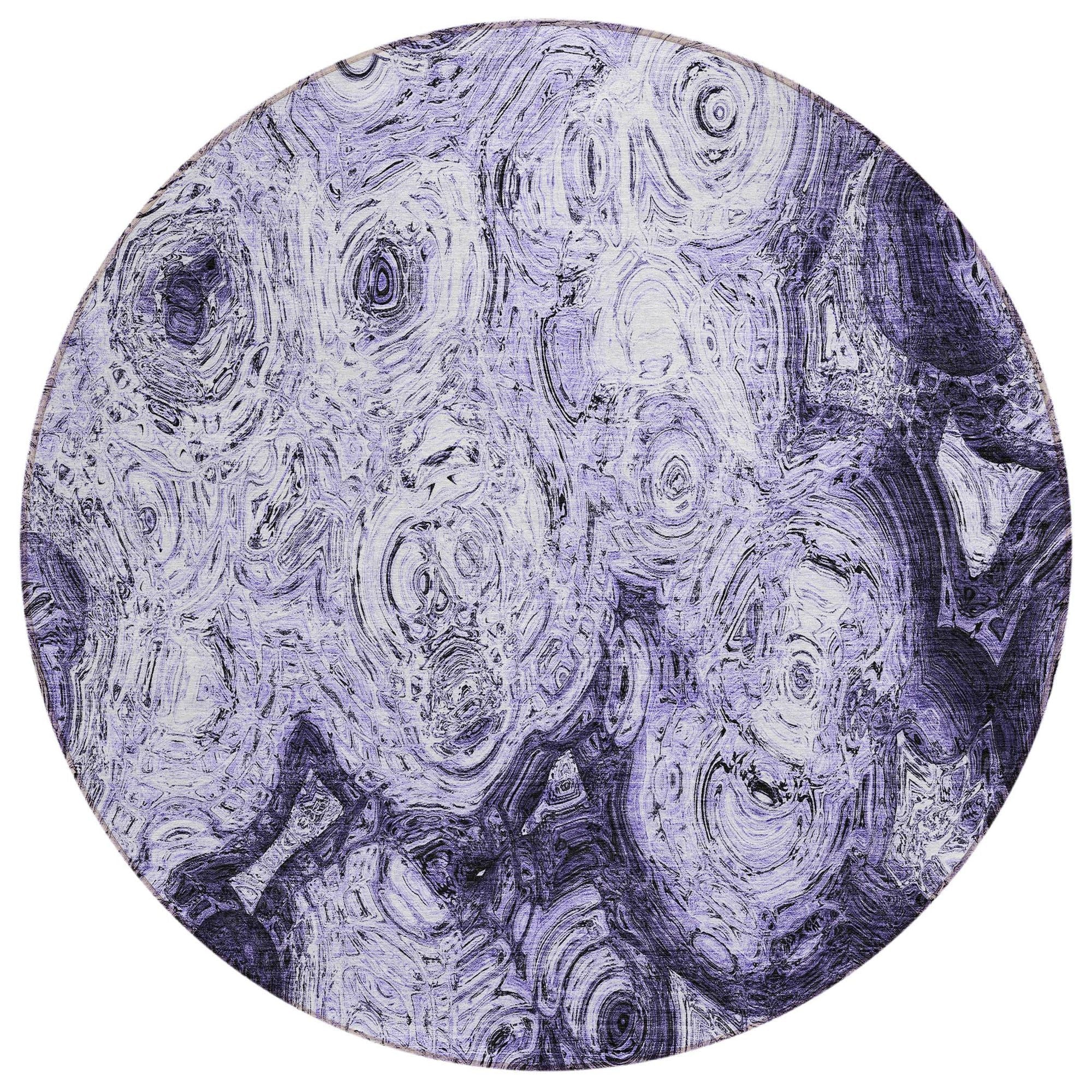 Machine Washable Purple Rug - Indoor / Outdoor - Kids / Pet Friendly Circles Print Rug
