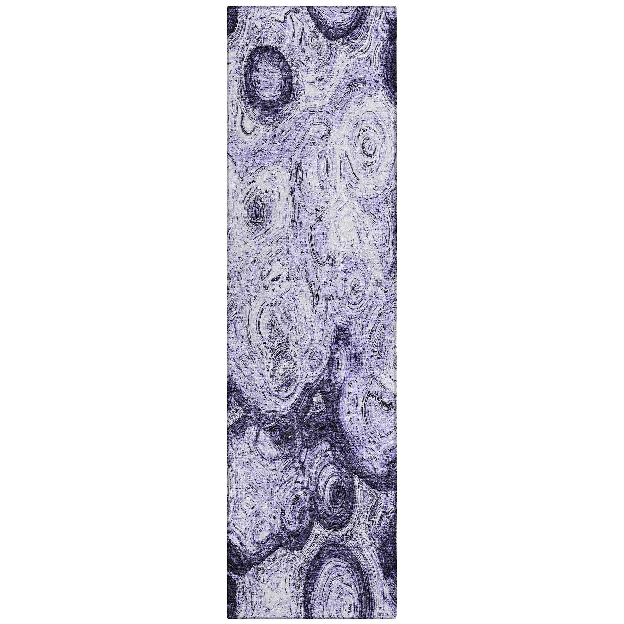 Machine Washable Purple Rug - Indoor / Outdoor - Kids / Pet Friendly Circles Print Rug