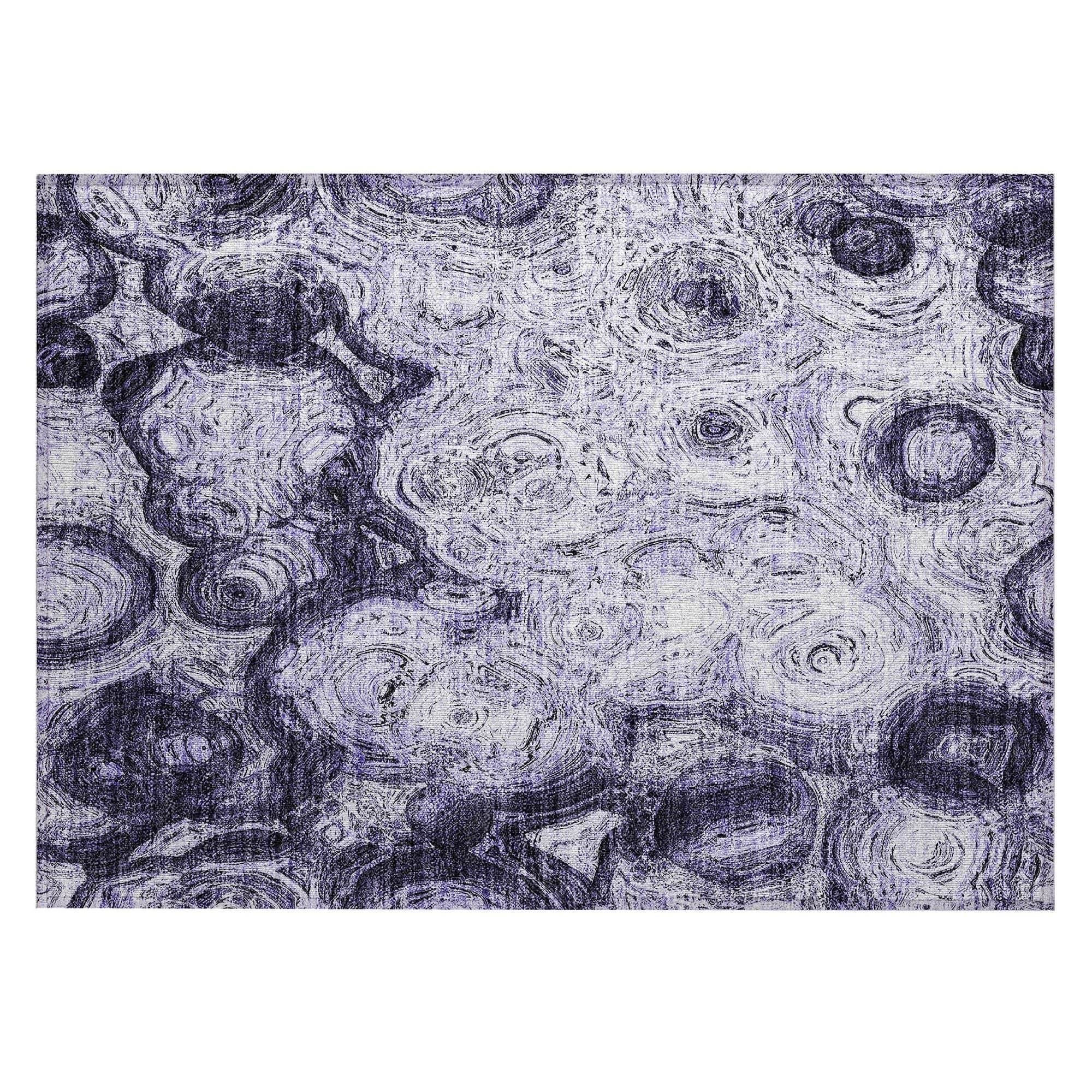 Machine Washable Purple Rug - Indoor / Outdoor - Kids / Pet Friendly Circles Print Rug