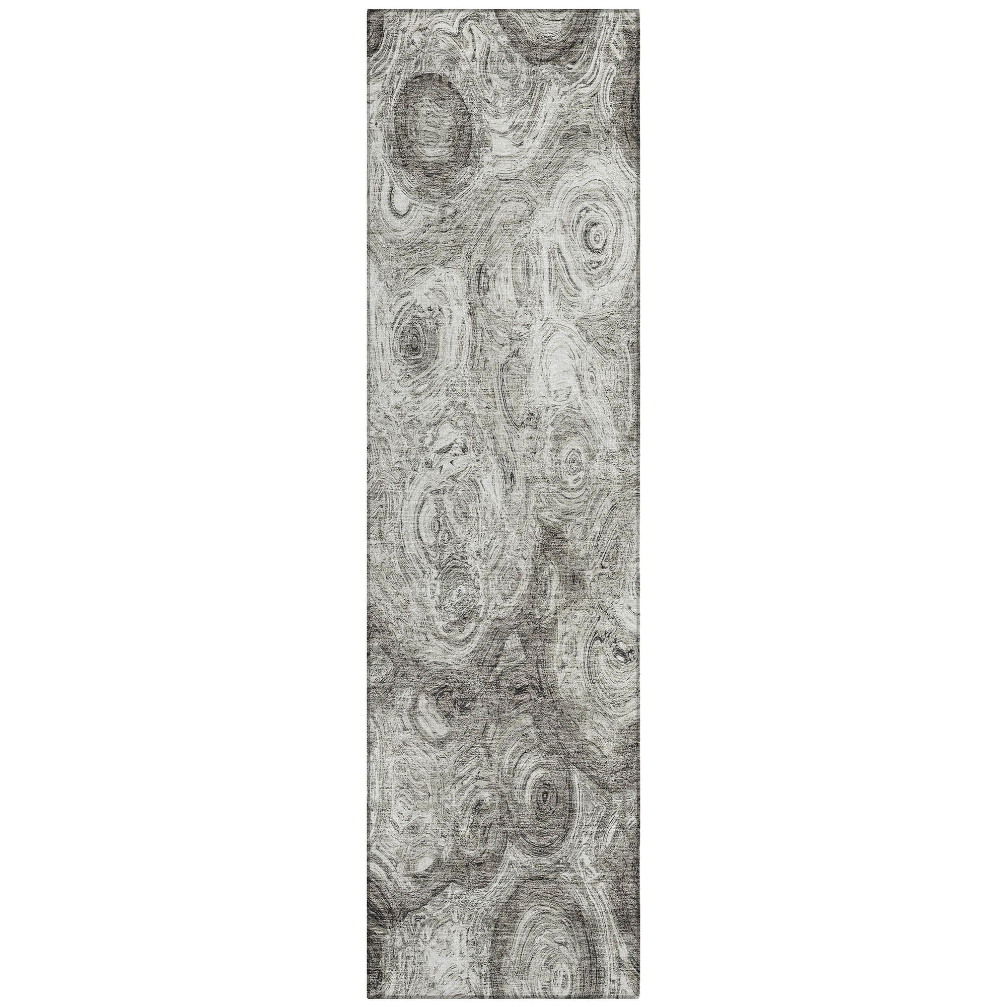 Machine Washable Silver Gray Rug - Indoor / Outdoor - Kids / Pet Friendly Circles Print Rug