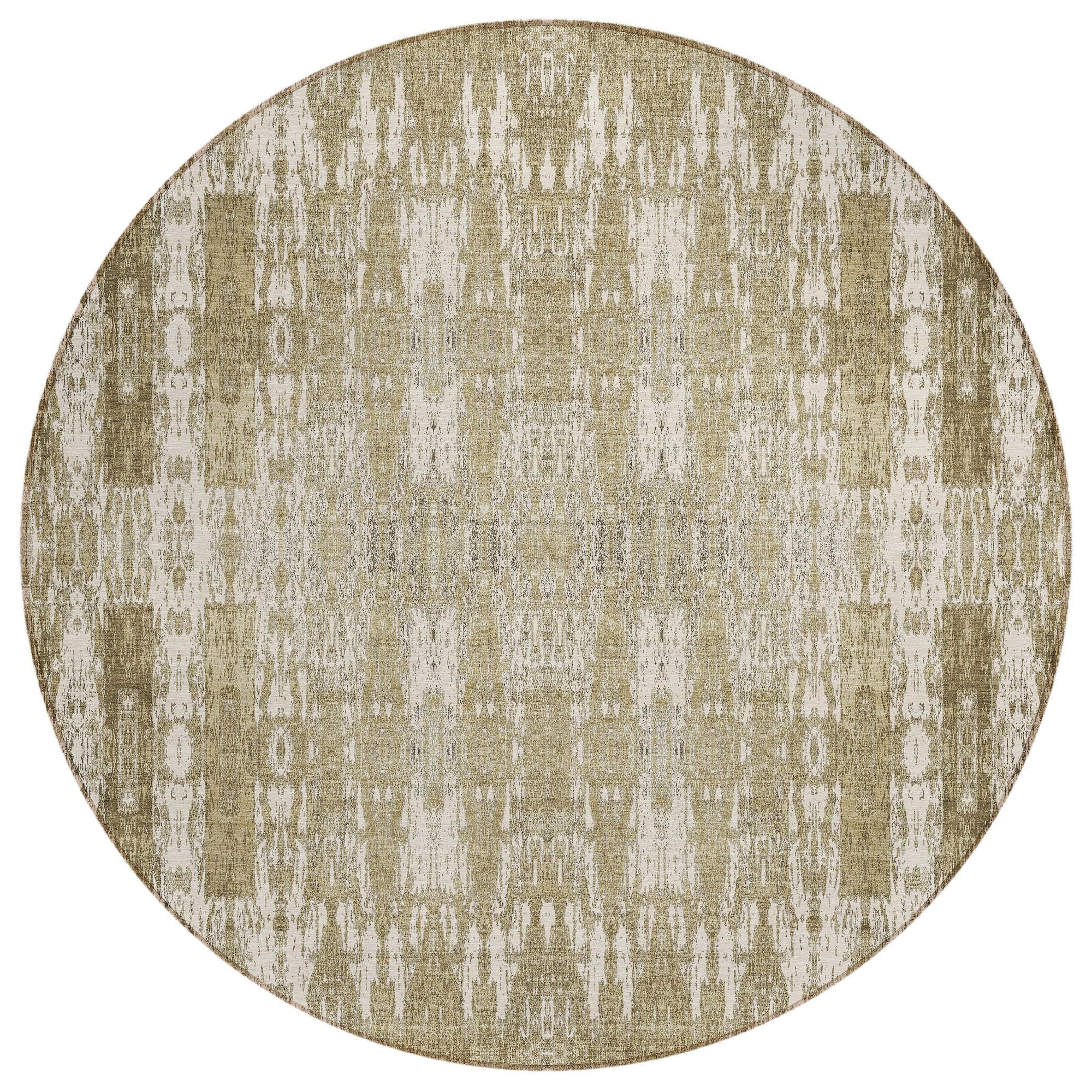 Machine Washable Beige Brown Rug - Indoor / Outdoor - Kids / Pet Friendly Moroccan Print Rug