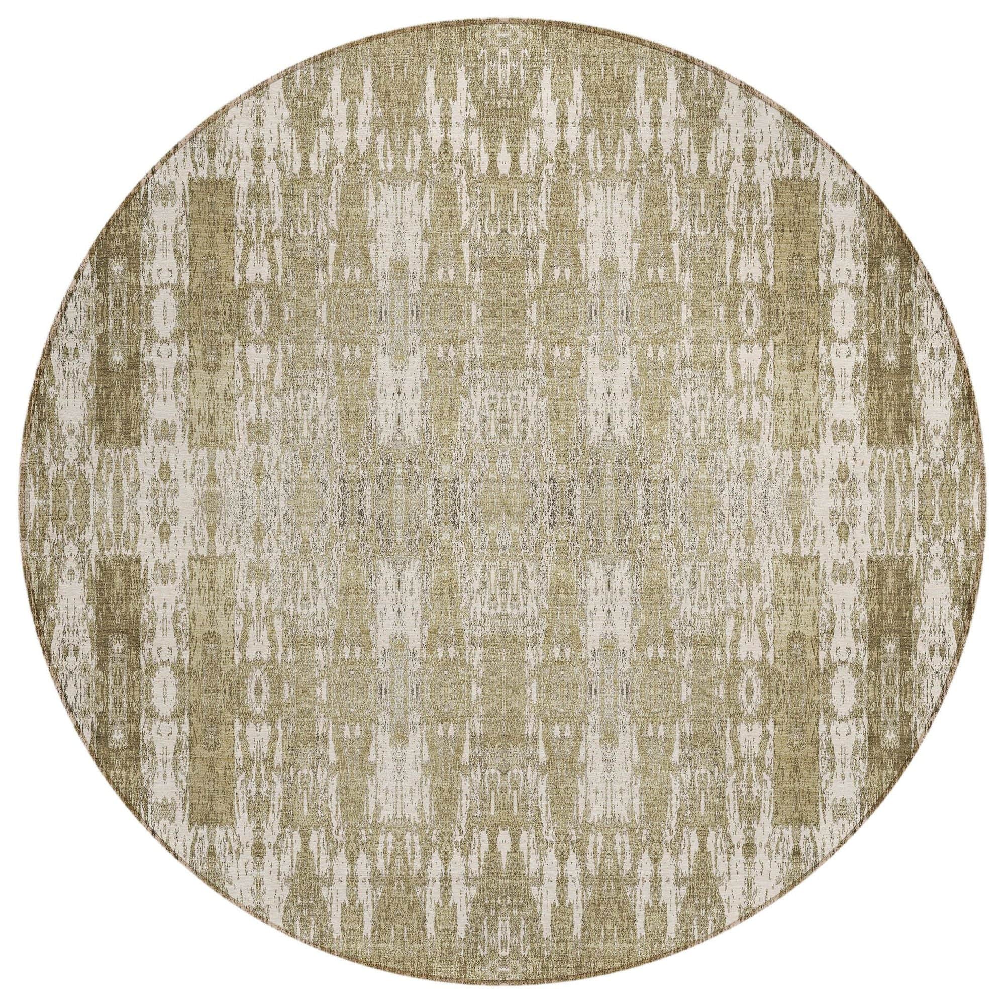Machine Washable Beige Brown Rug - Indoor / Outdoor - Kids / Pet Friendly Moroccan Print Rug