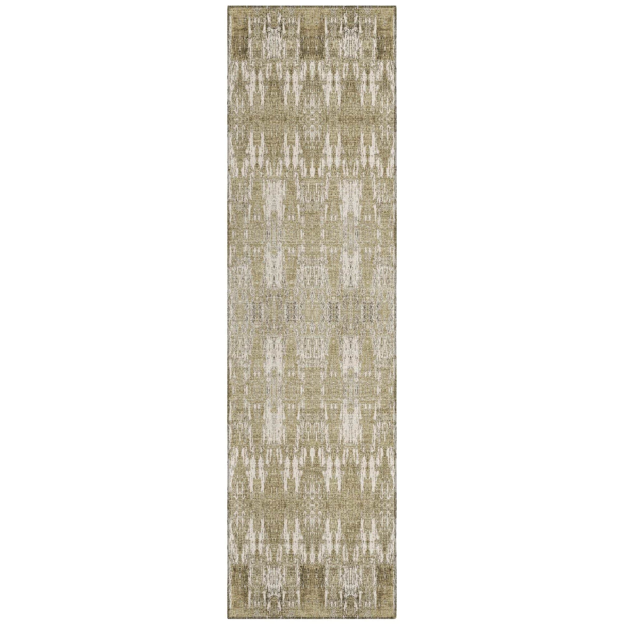 Machine Washable Beige Brown Rug - Indoor / Outdoor - Kids / Pet Friendly Moroccan Print Rug
