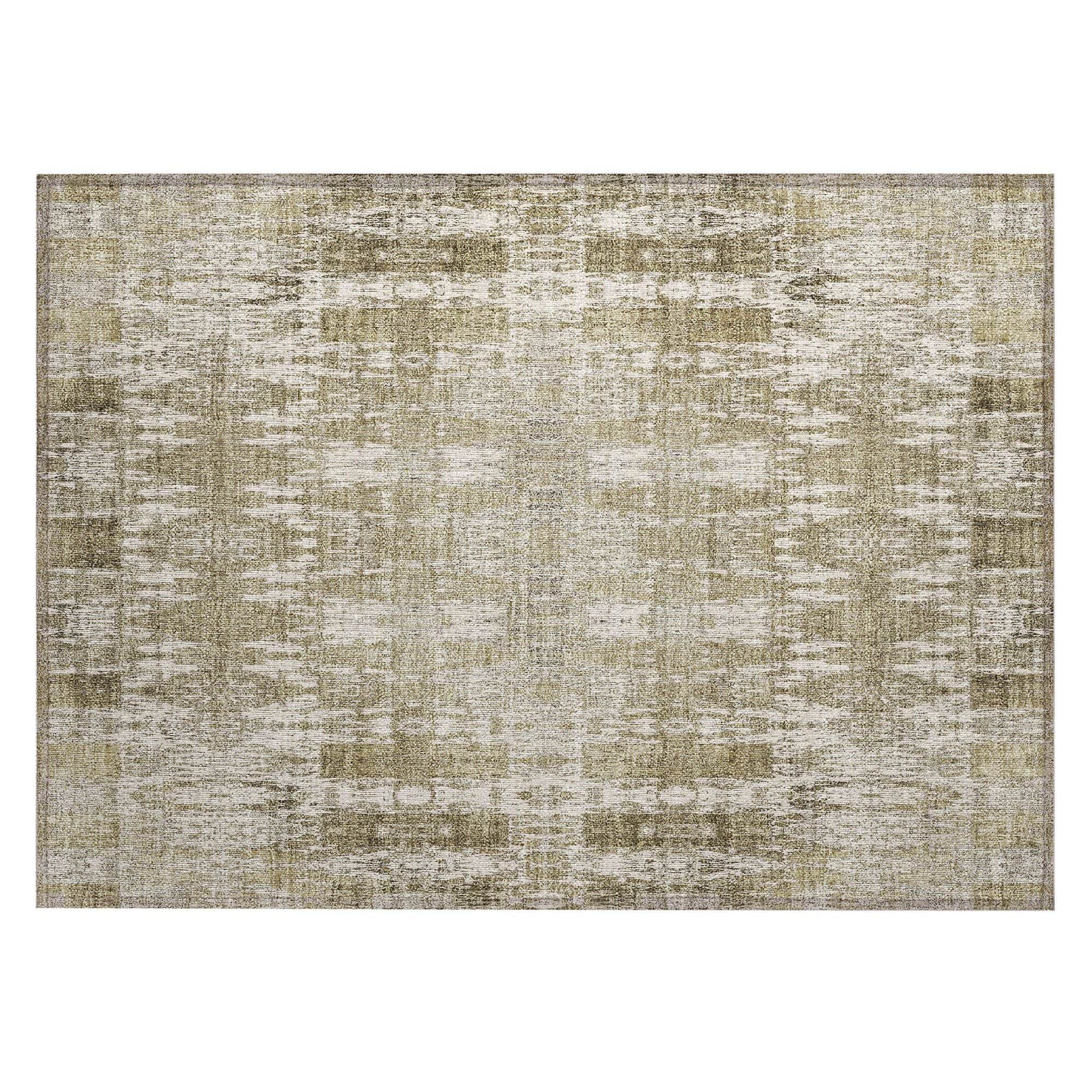 Machine Washable Beige Brown Rug - Indoor / Outdoor - Kids / Pet Friendly Moroccan Print Rug