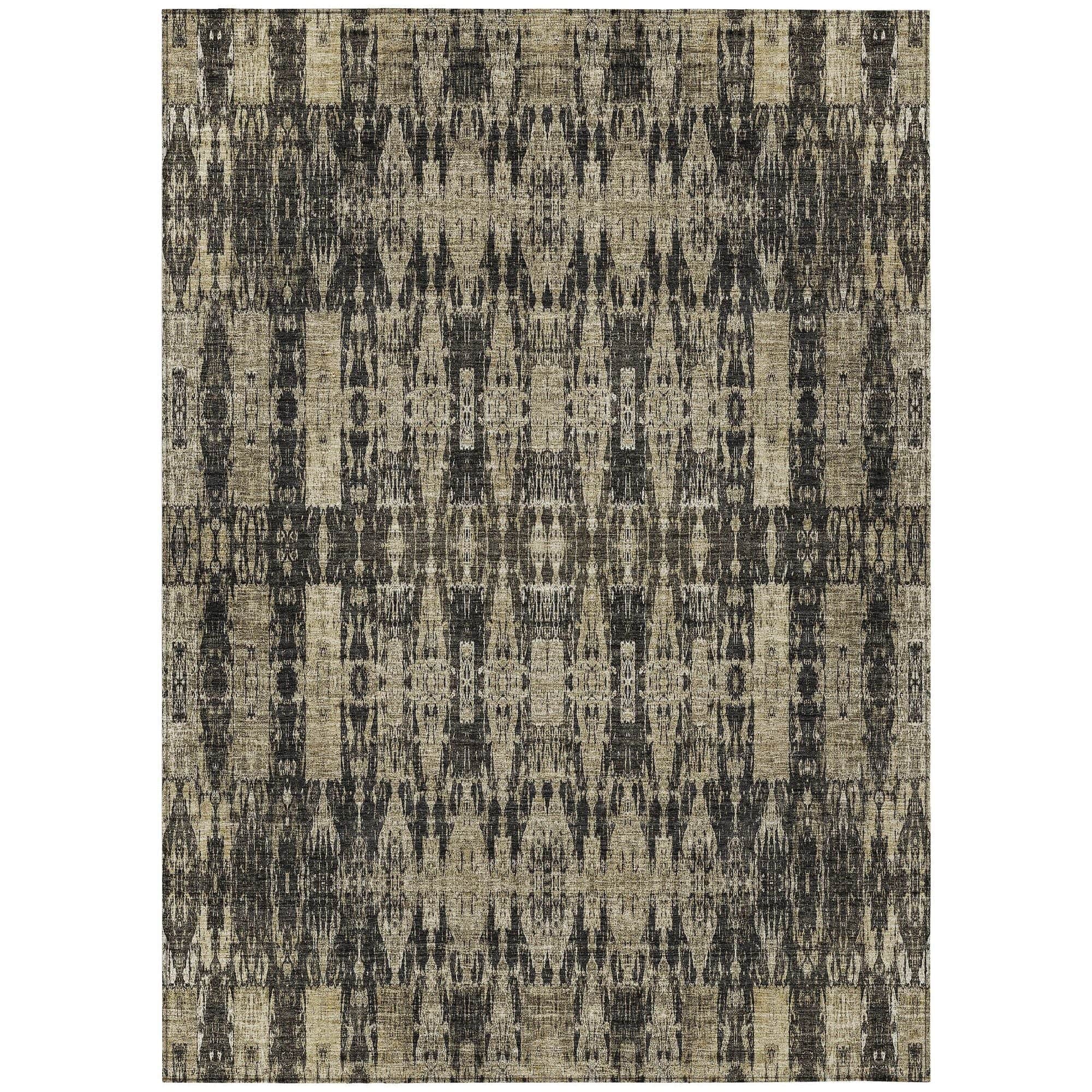Machine Washable Black Rug - Indoor / Outdoor - Kids / Pet Friendly Moroccan Print Rug