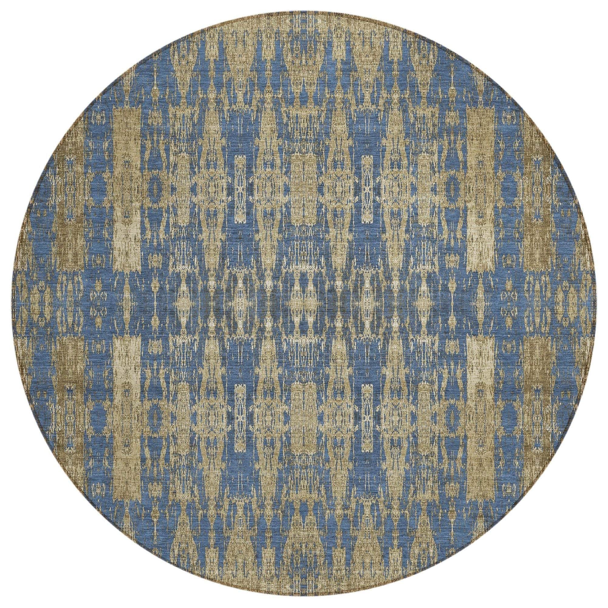 Machine Washable Blue Rug - Indoor / Outdoor - Kids / Pet Friendly Moroccan Print Rug