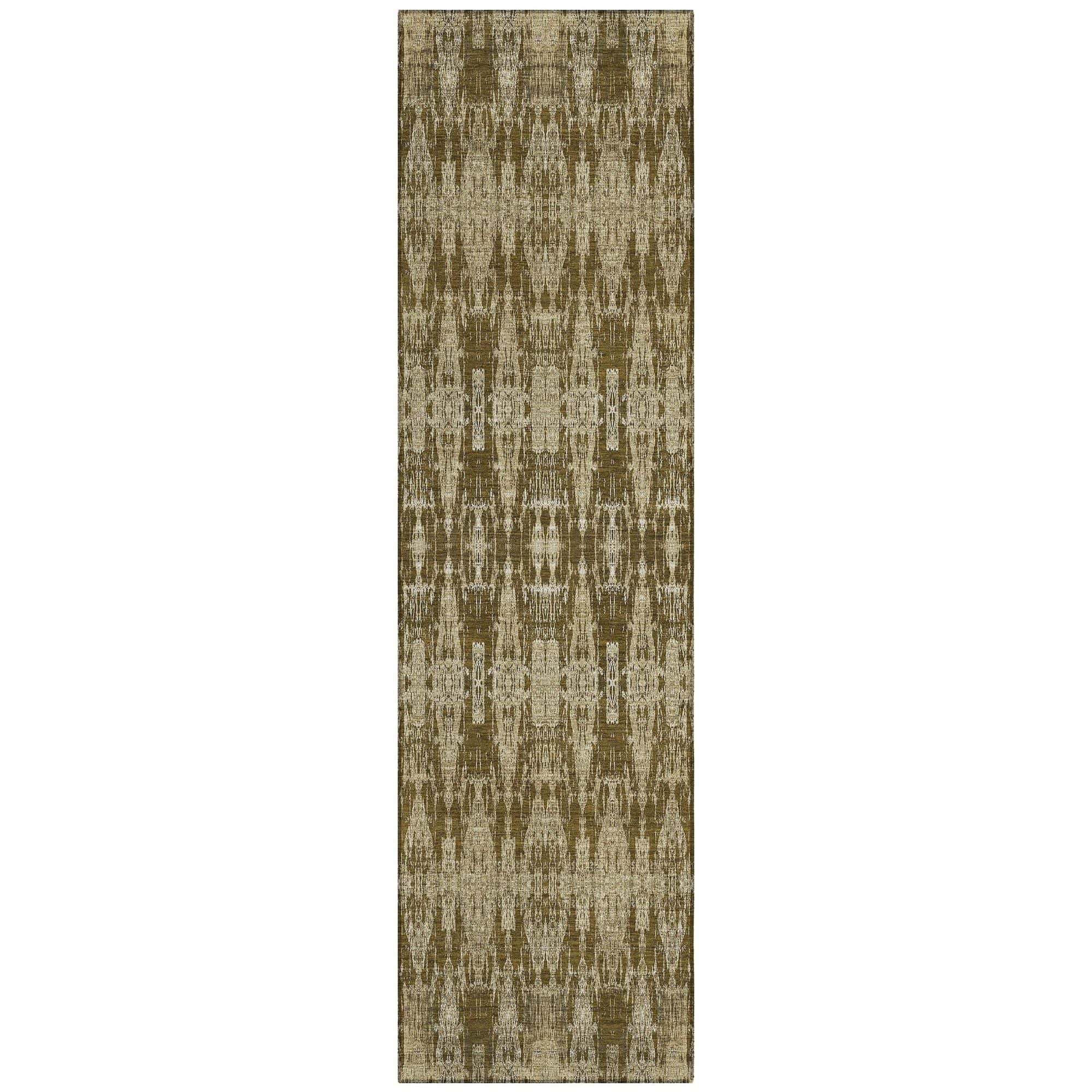 Machine Washable Chocolate Brown Rug - Indoor / Outdoor - Kids / Pet Friendly Moroccan Print Rug
