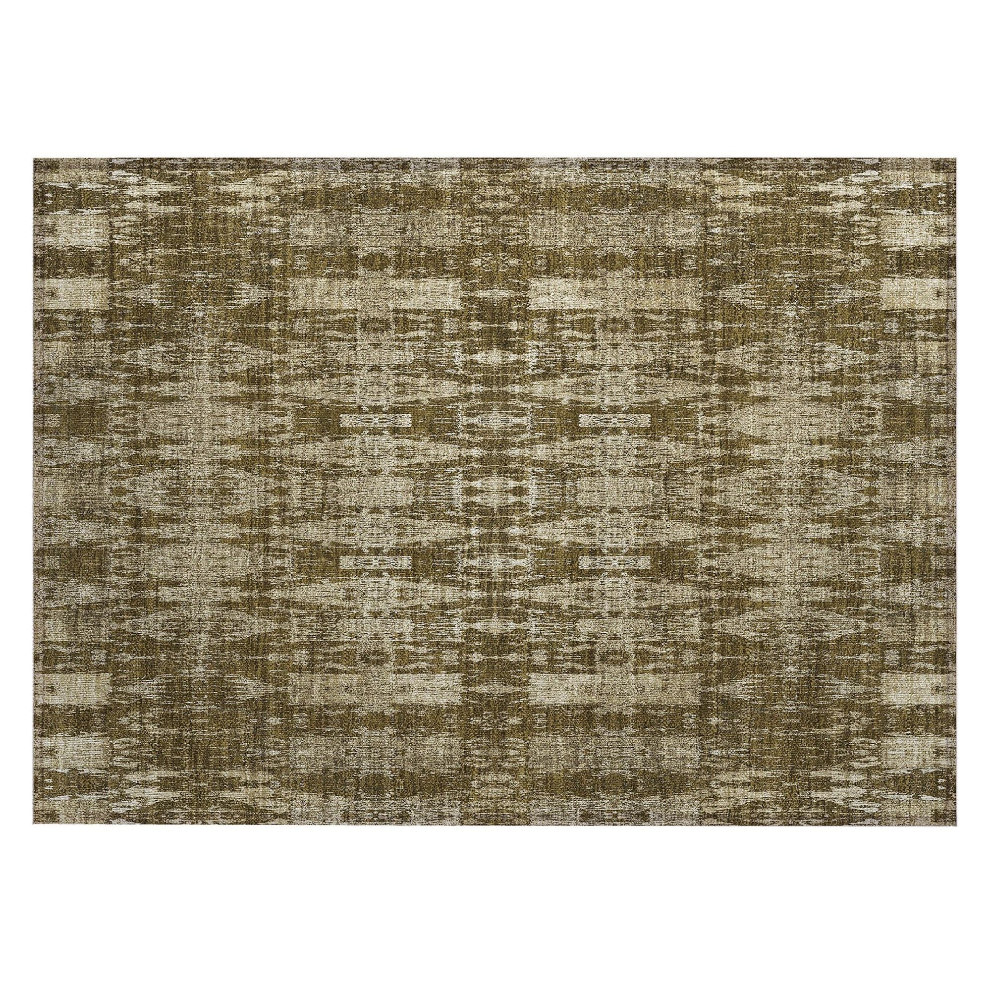 Machine Washable Chocolate Brown Rug - Indoor / Outdoor - Kids / Pet Friendly Moroccan Print Rug