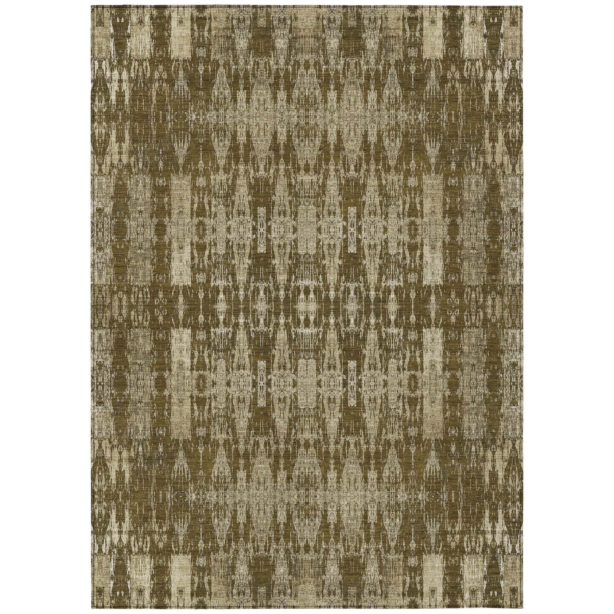 Machine Washable Chocolate Brown Rug - Indoor / Outdoor - Kids / Pet Friendly Moroccan Print Rug