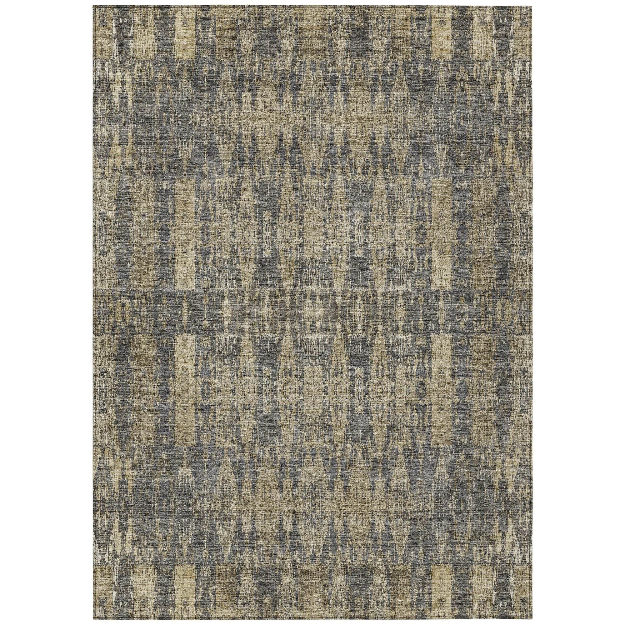 Machine Washable Gray Rug - Indoor / Outdoor - Kids / Pet Friendly Moroccan Print Rug